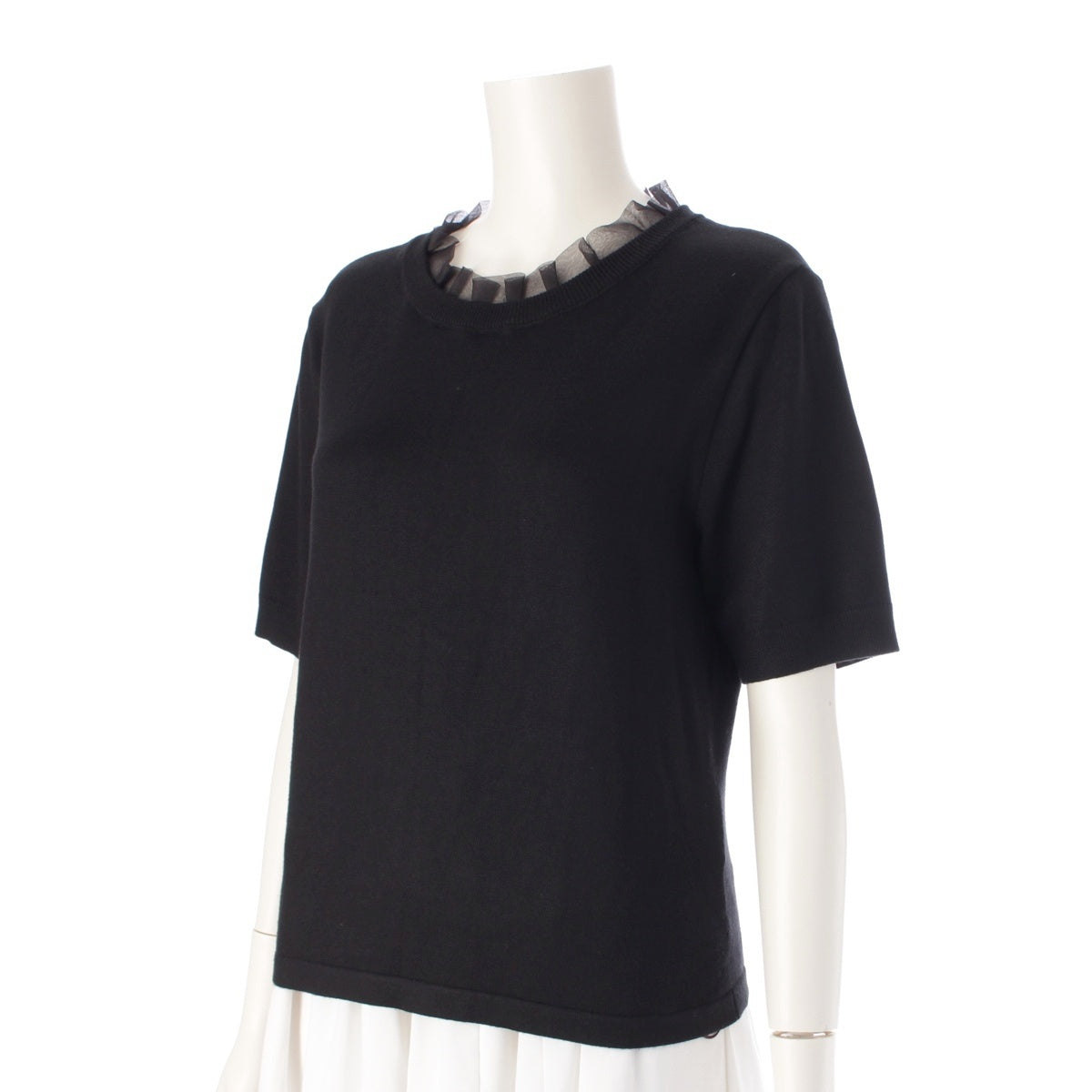 FOXEY Silk nylon Blossom Short Sleeve knit tops 44147 black 42