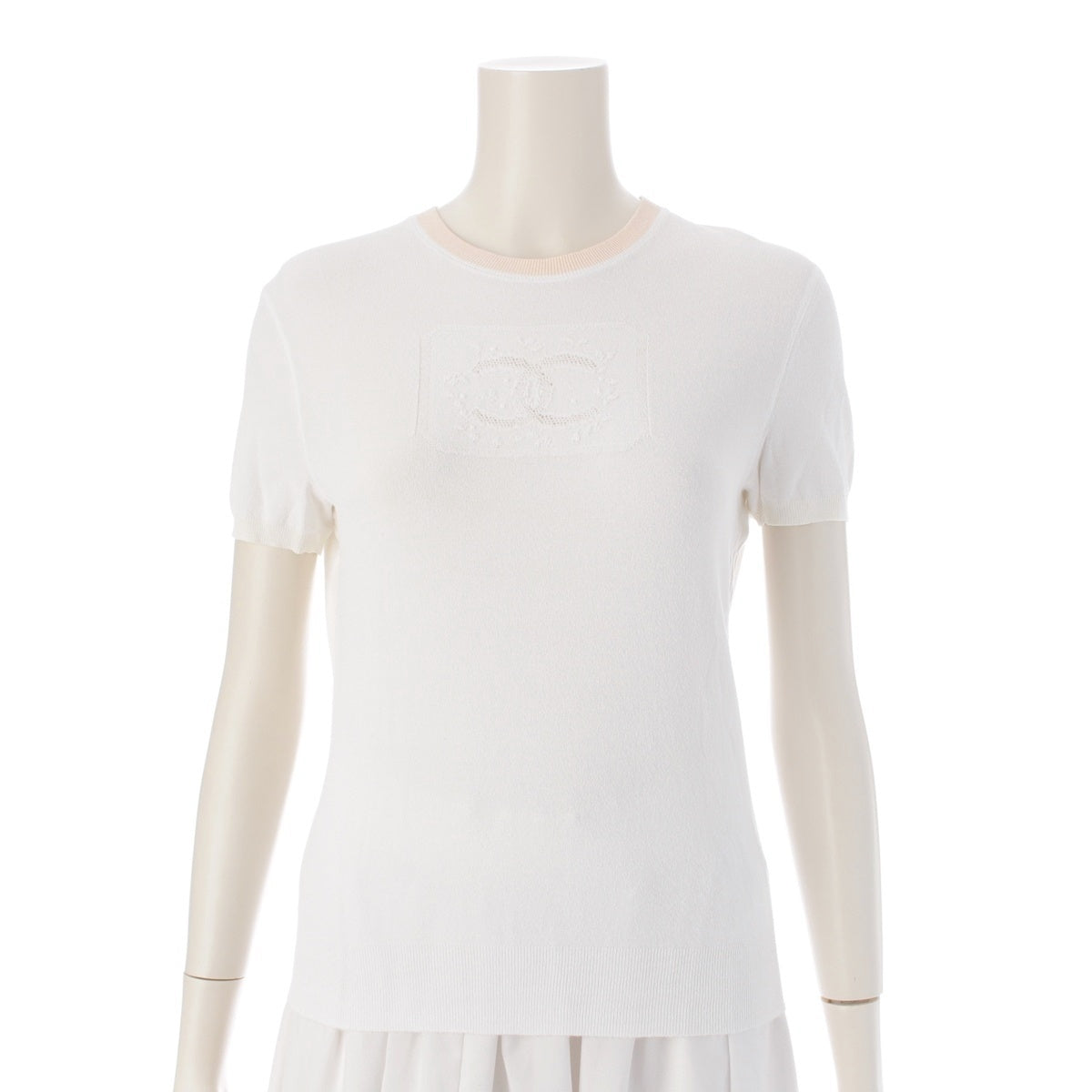 CHANEL COCO Mark short sleeve knit Short sleeve T-shirt tops White orange