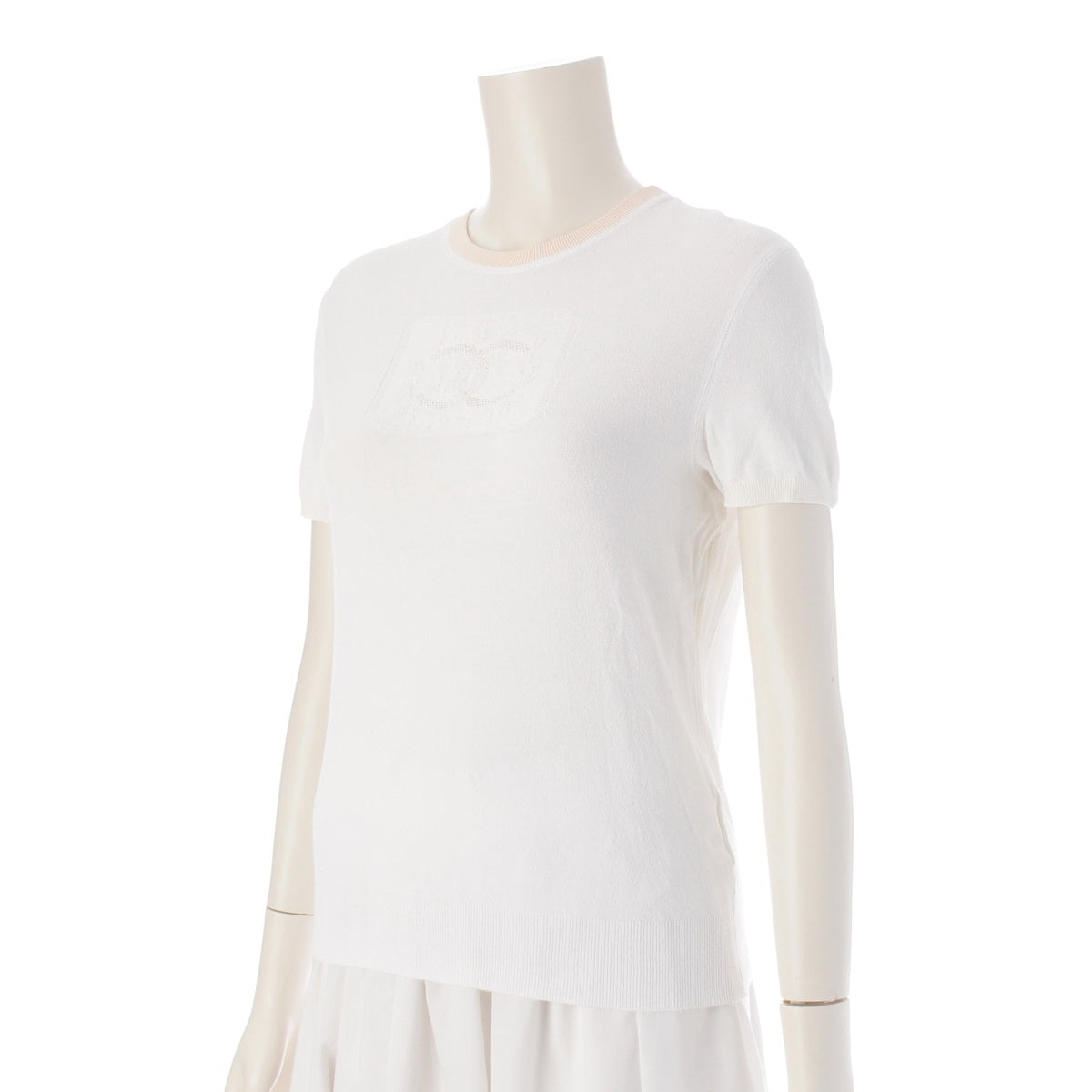 CHANEL COCO Mark short sleeve knit Short sleeve T-shirt tops White orange