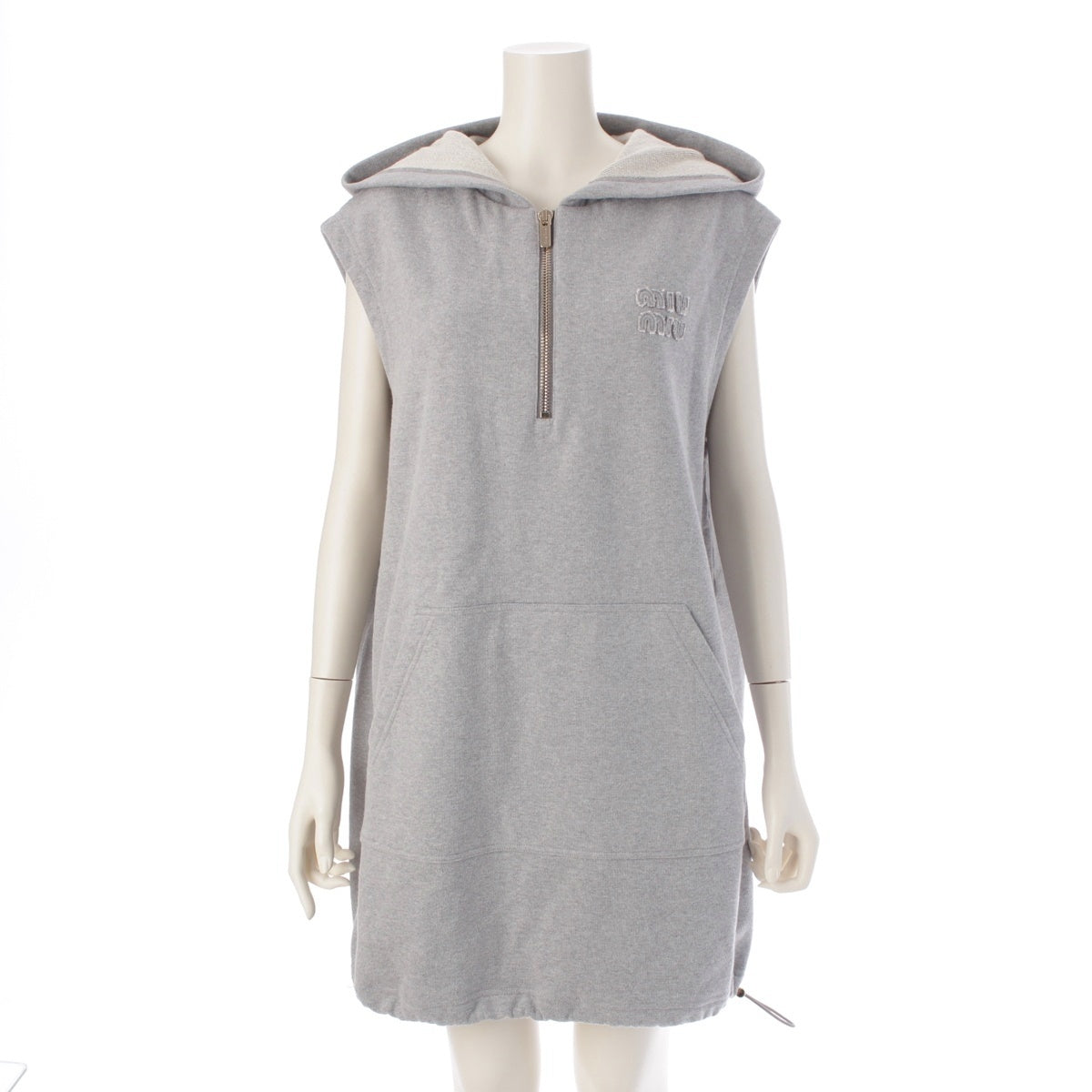 MIUMIU cotton Fleece Hooded Sleeveless one piece Hoodie MF5654 gray 40