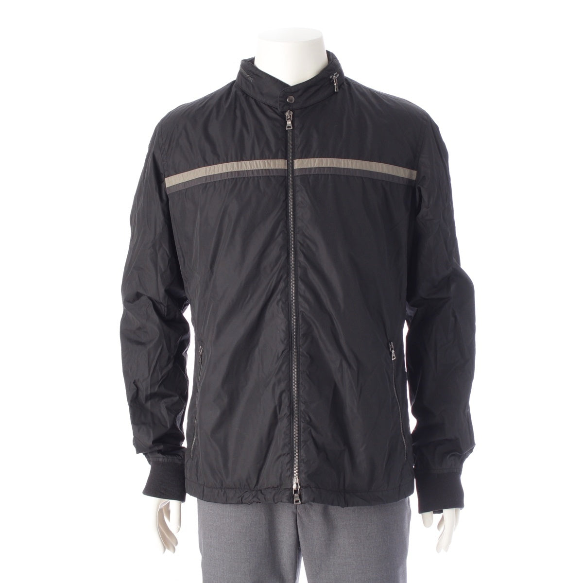 PRADA SPORTS Zip up Line switching outerwear Nylon jacket Hooded black
