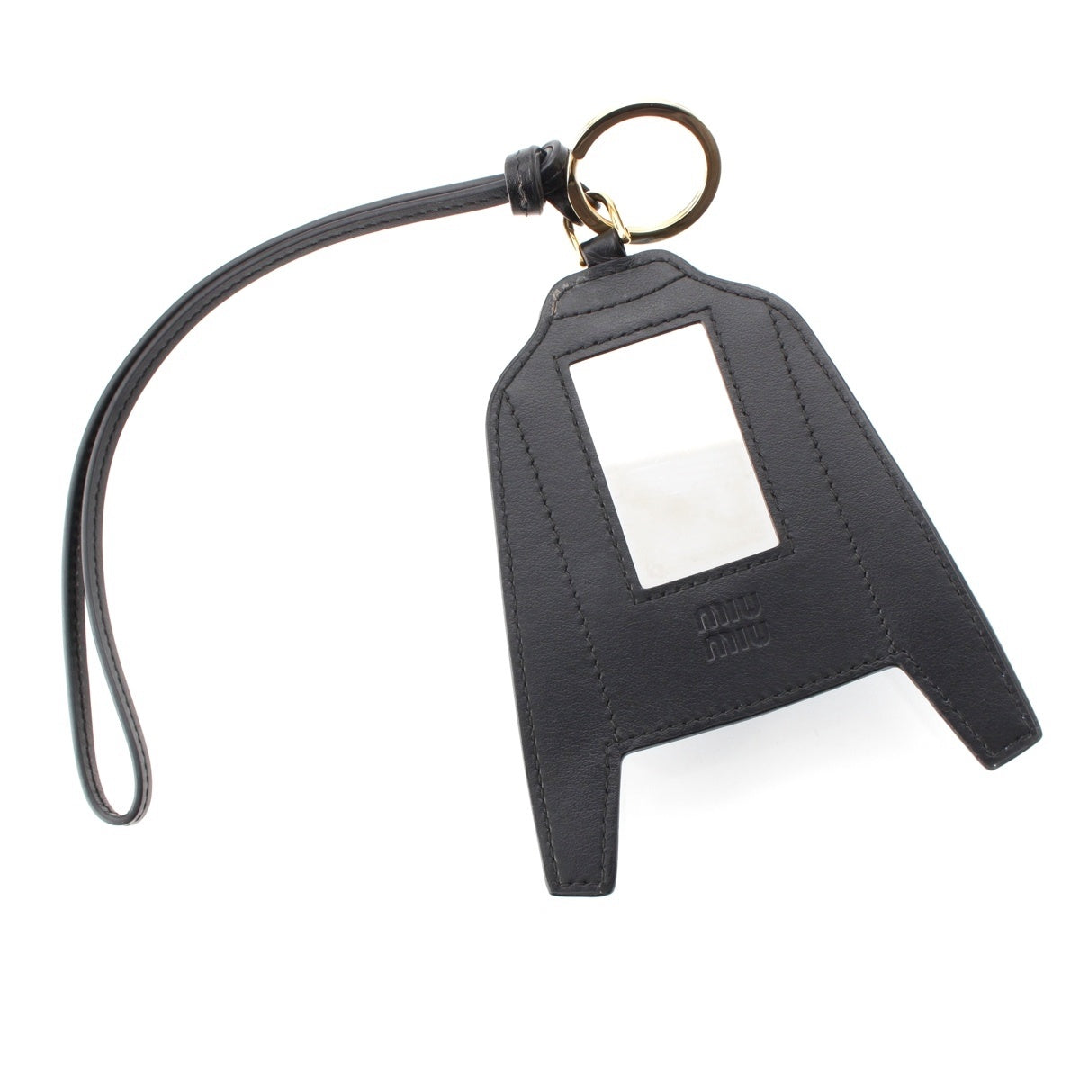 MIUMIU leather Shirt design mirror key ring bag charm blue
