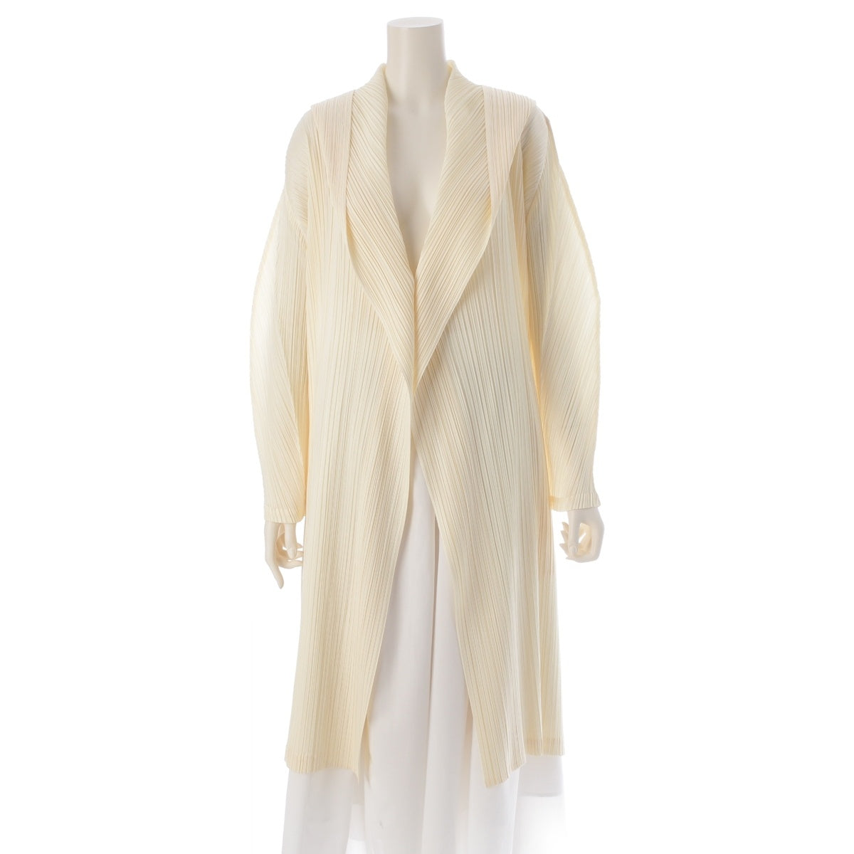 PLEATS PLEASE ISSEY  Hooded Long coat cardigan PP71-JA164 Ivory 3
