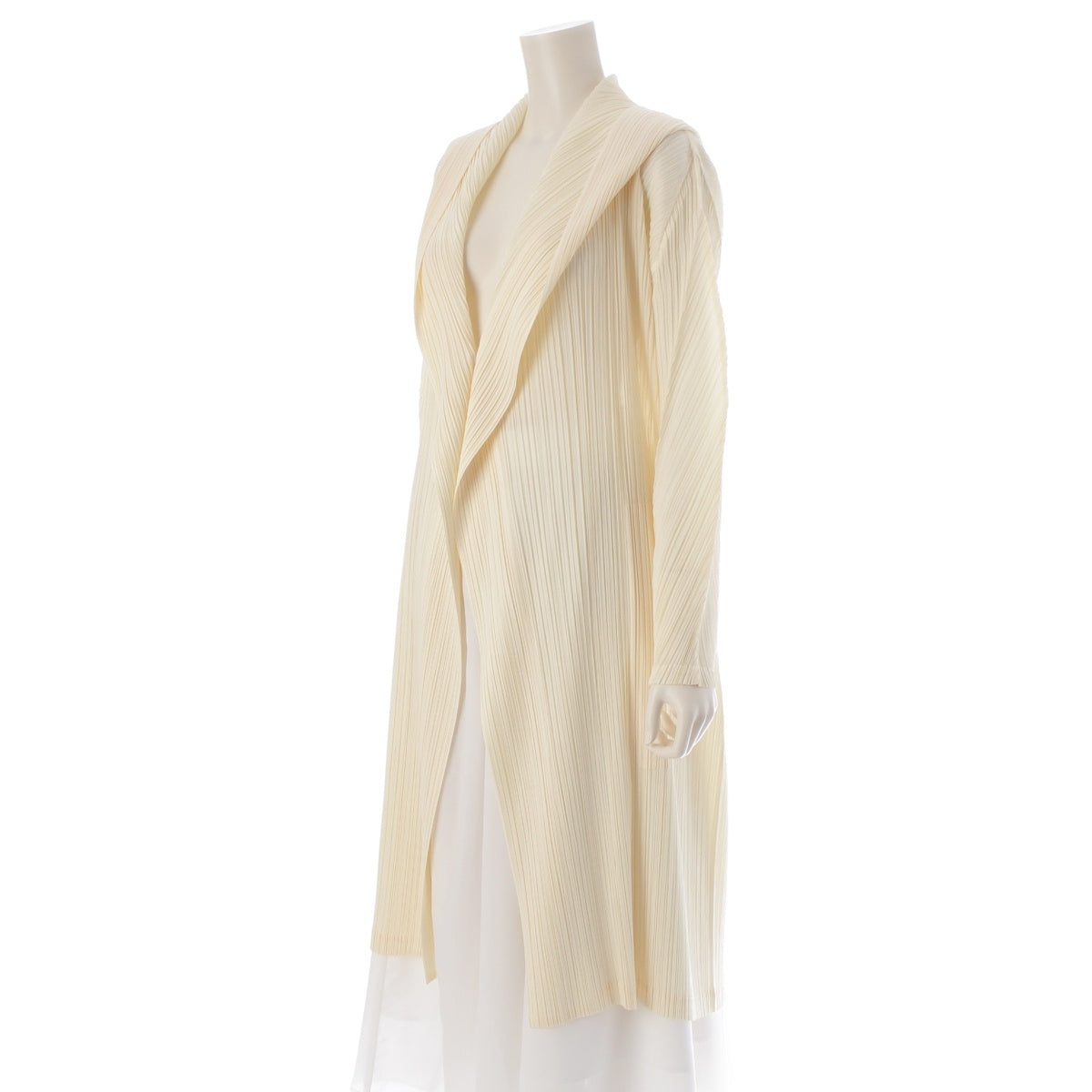 PLEATS PLEASE ISSEY  Hooded Long coat cardigan PP71-JA164 Ivory 3