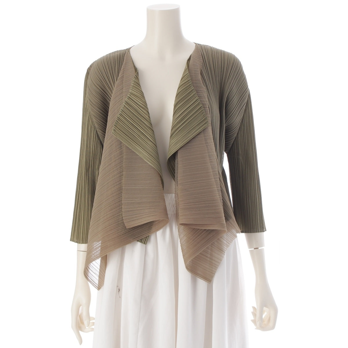 PLEATS PLEASE ISSEY  Tulle Design Variations cardigan PP33-J0625 Khaki Moss Green 4