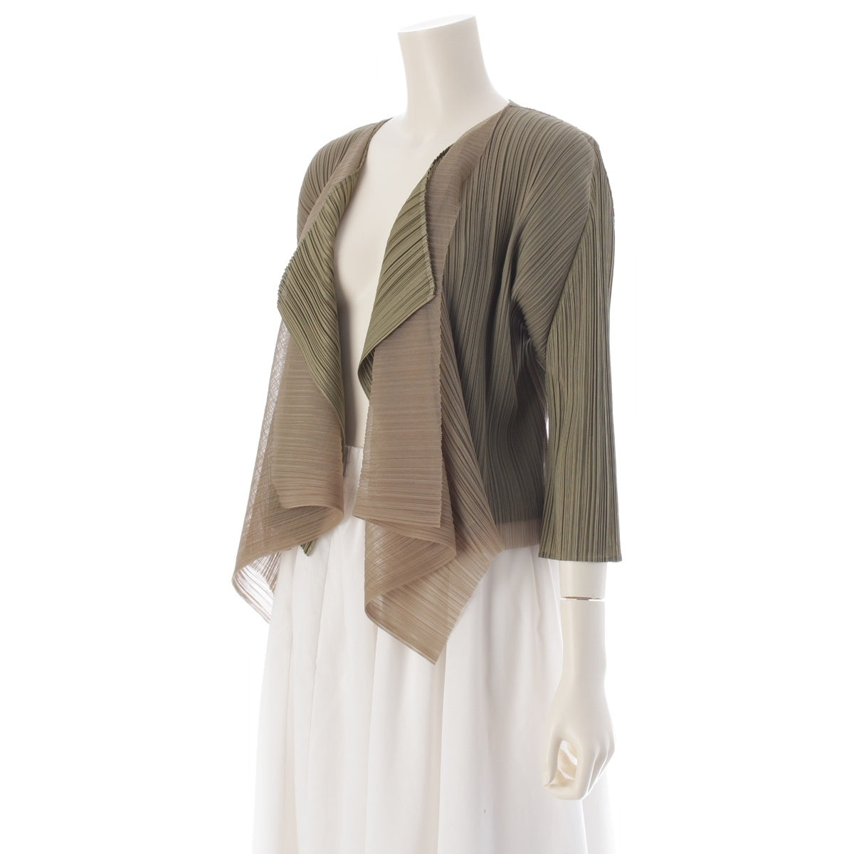 PLEATS PLEASE ISSEY  Tulle Design Variations cardigan PP33-J0625 Khaki Moss Green 4