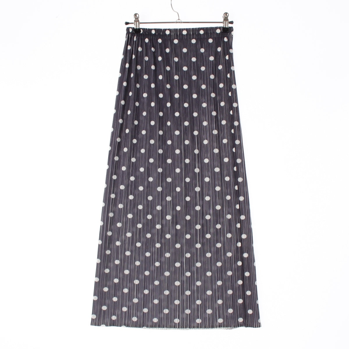 PLEATS PLEASE Dot Pattern Long skirt Black White 1