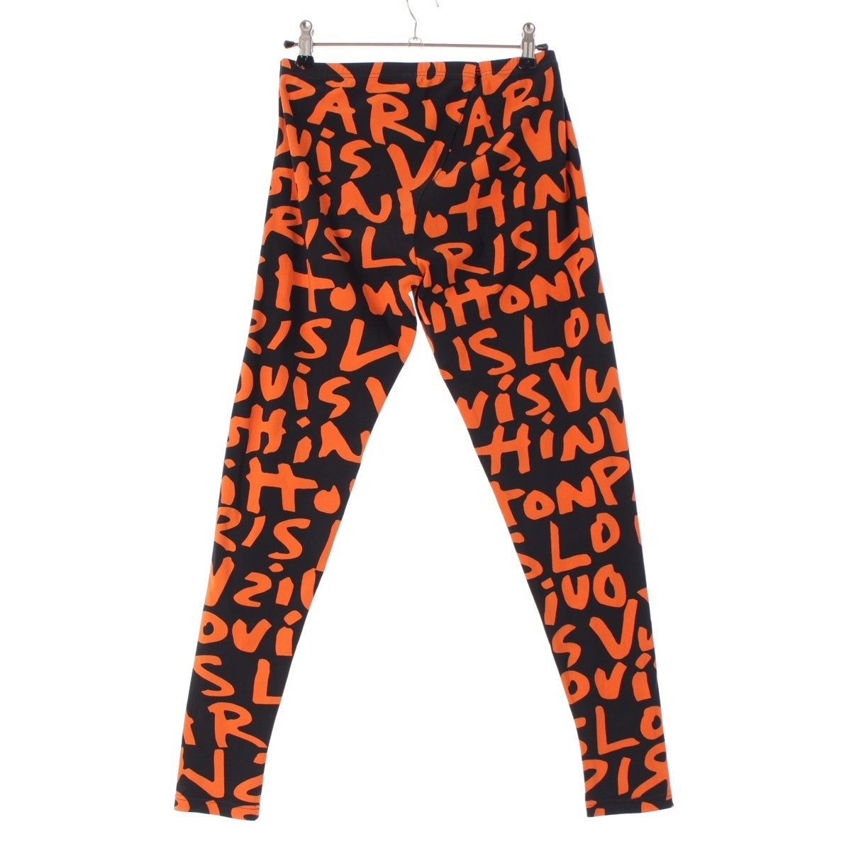 LOUIS VUITTON Nylon Graffiti Stephen Sprouse logo all-over print leggings spats Pants RW091T WOPA09PGT Black orange 38