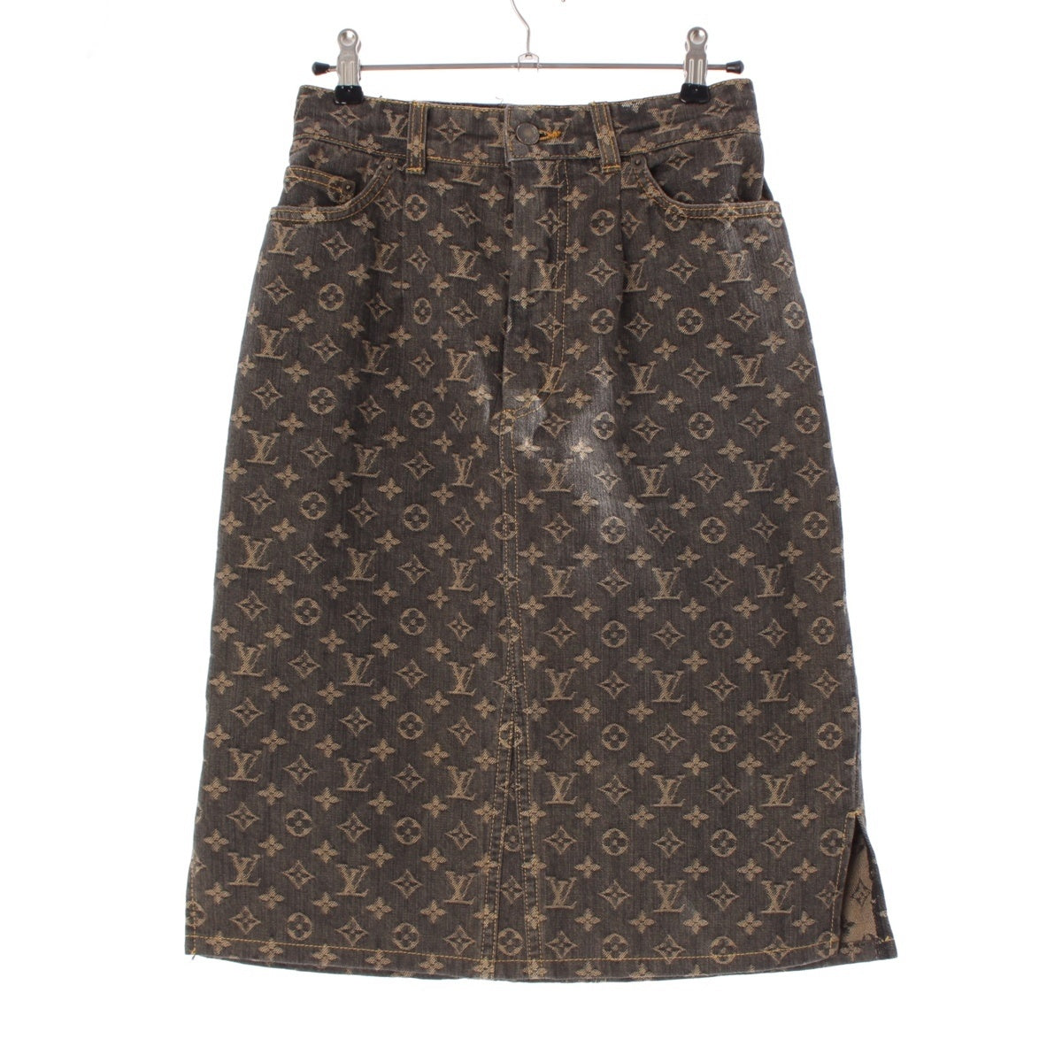LOUIS VUITTON Monogram denim skirt Dark gray 42