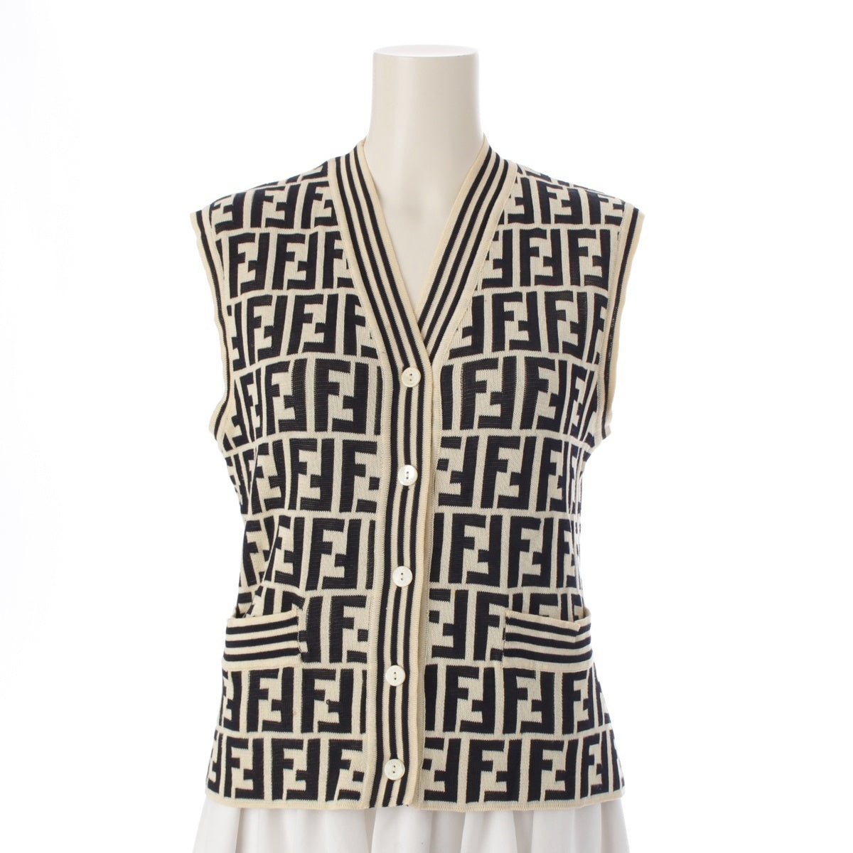 FENDI cotton Zucca Pattern knit Best Ivory black 38