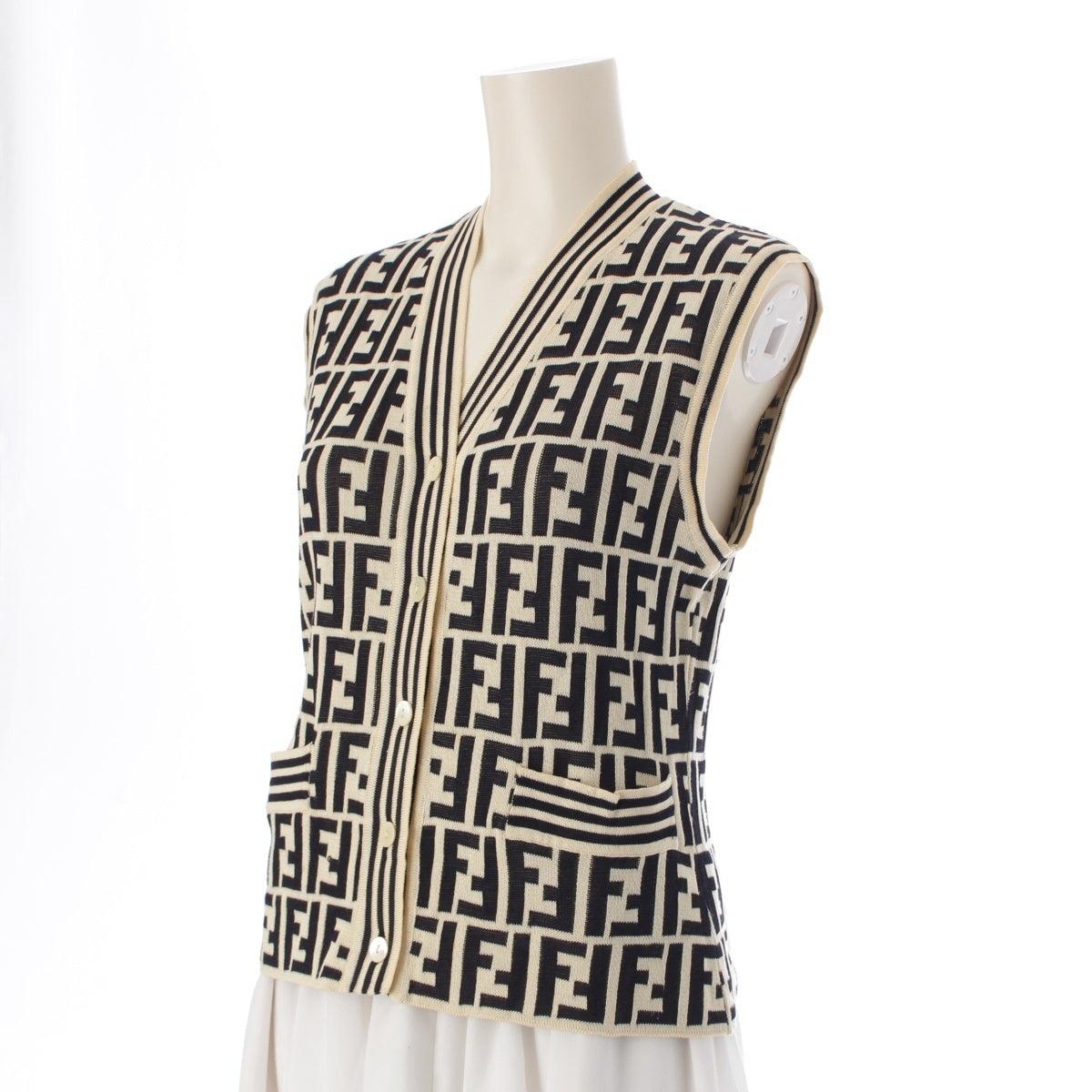 FENDI cotton Zucca Pattern knit Best Ivory black 38