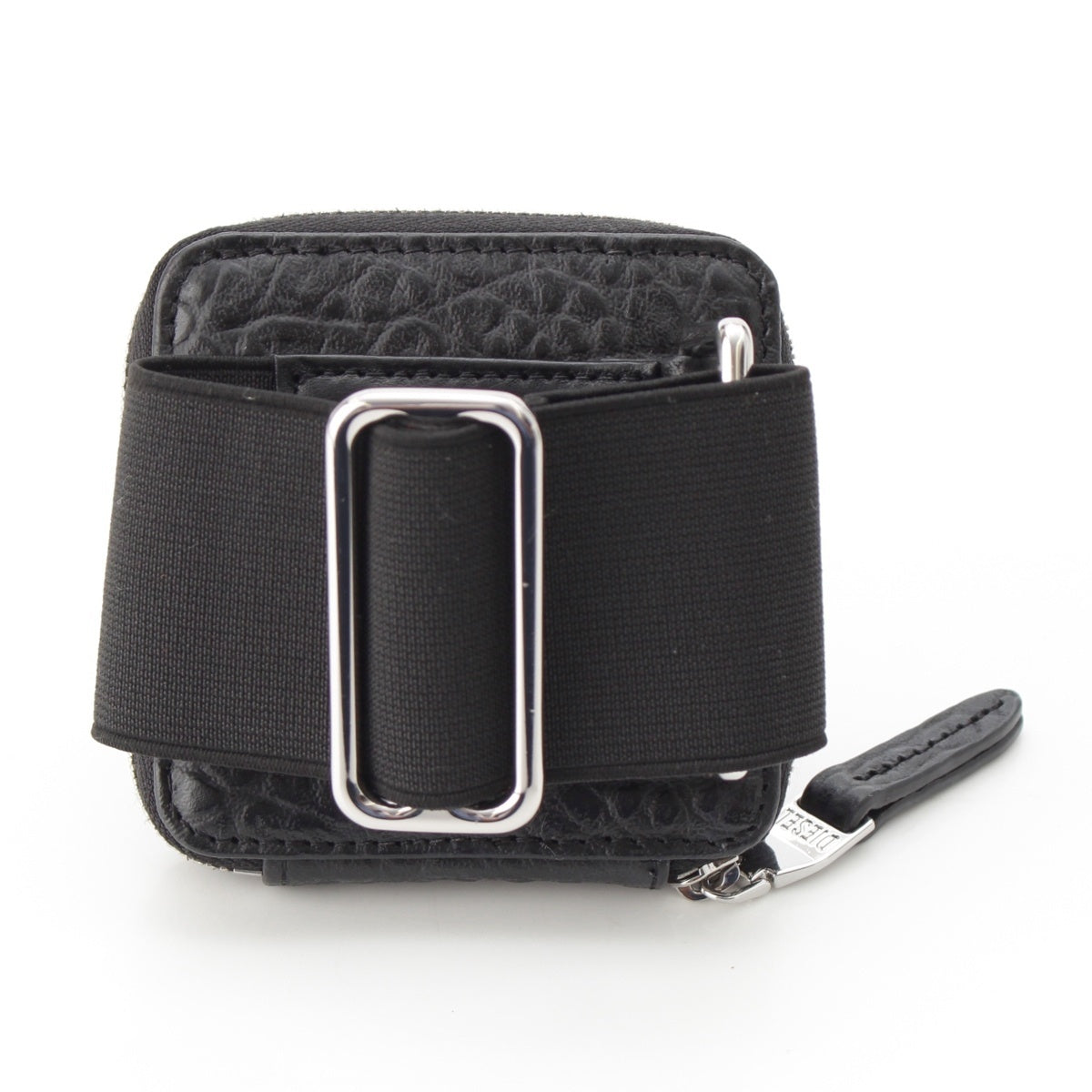 DIESEL leather Logo wristband included Coin case Coin Pocket black