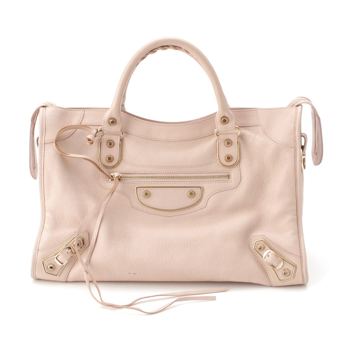 BALENCIAGA leather Metal Edge The City 2WAY Handbag 115748 pink