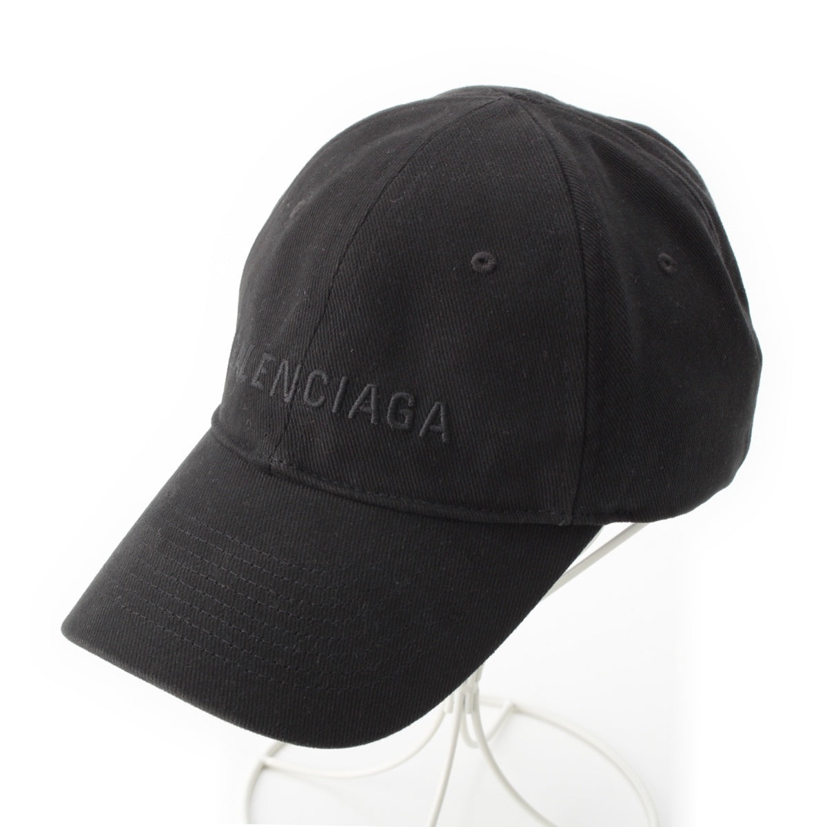 BALENCIAGA cotton Embroidery logo cap hat 590758 black L