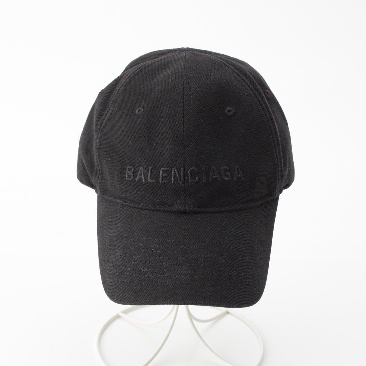 BALENCIAGA cotton Embroidery logo cap hat 590758 black L