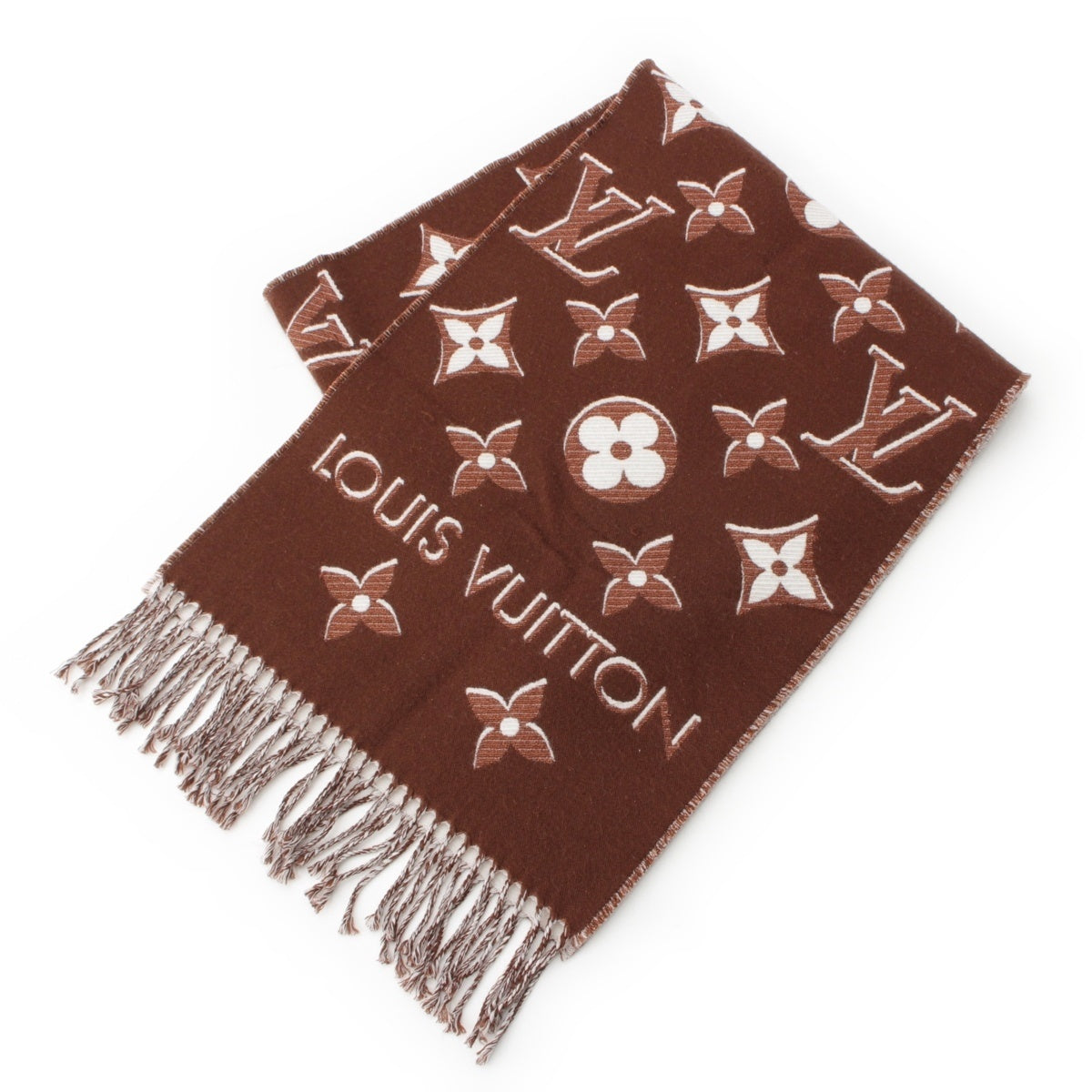 LOUIS VUITTON Monogram Essential Shine Scarf Brown