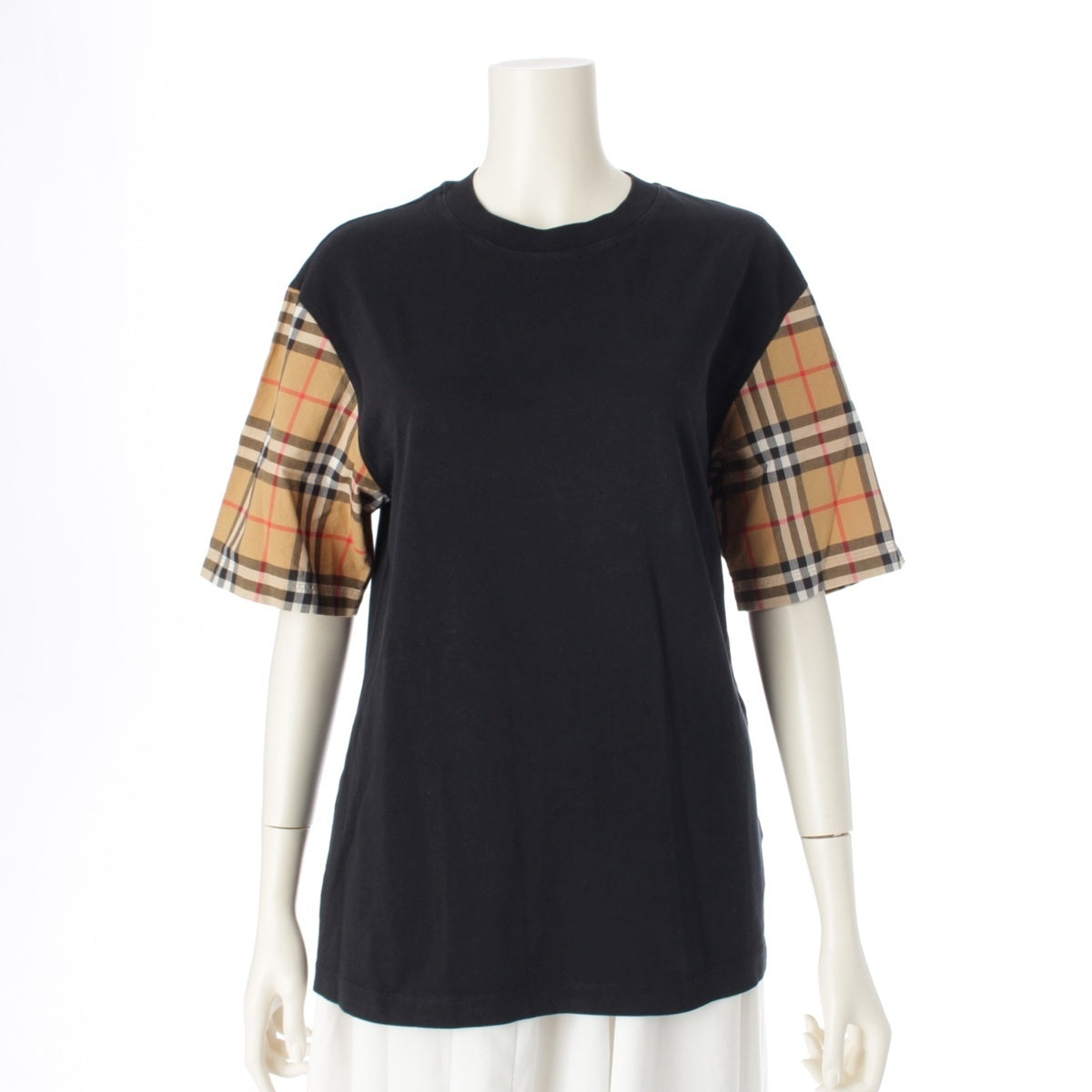 BURBERRY cotton Nova Check Cut and Sew Short sleeve T-shirt tops black XS