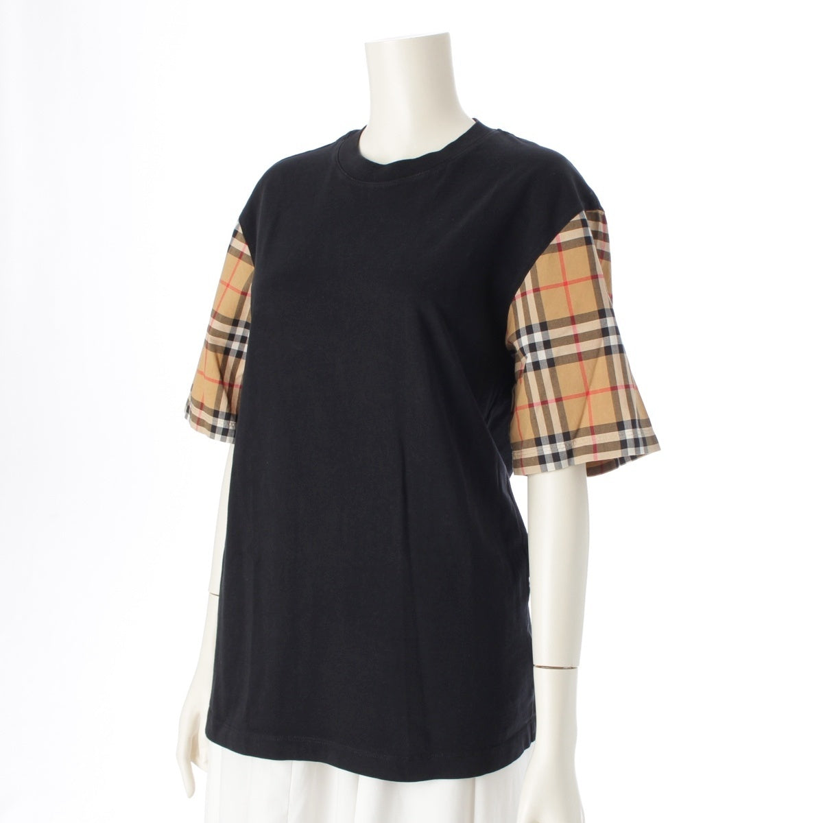 BURBERRY cotton Nova Check Cut and Sew Short sleeve T-shirt tops black XS