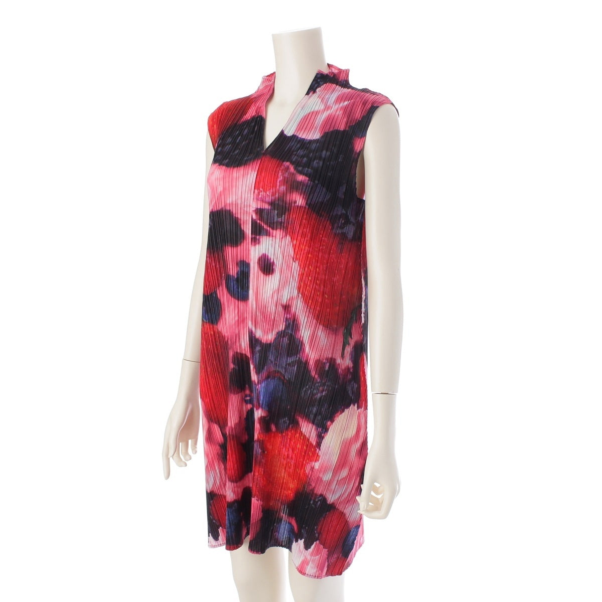 PLEATS PLEASE ISSEY  Strawberry Pattern Sleeveless one piece dress PP11-JT745 Red 3