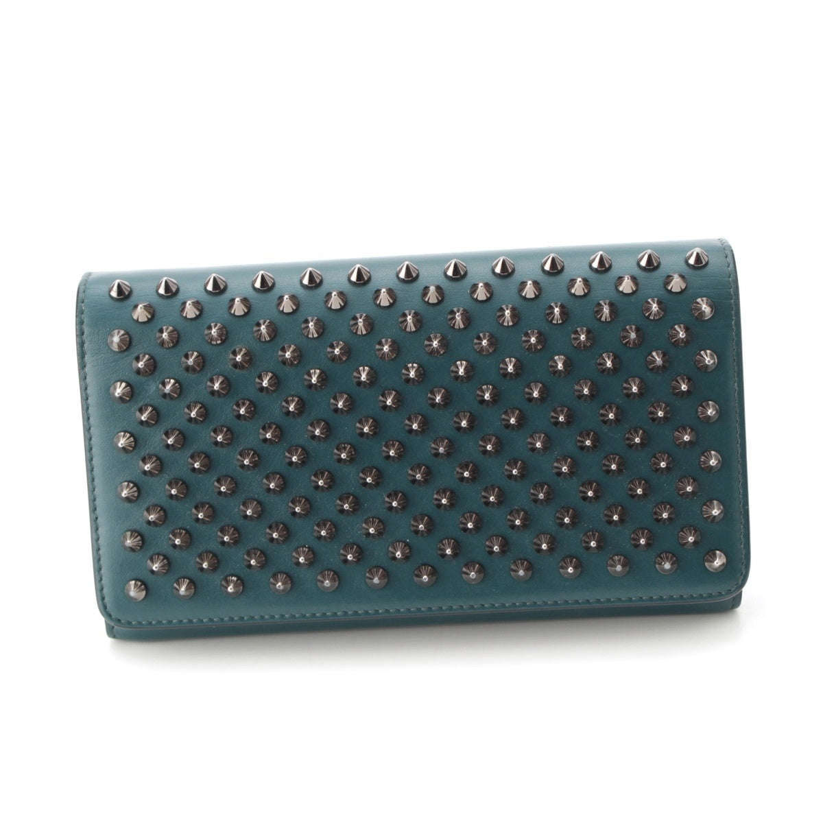 Christian Louboutin Macaron spike studs leather Wallet Purse Green red