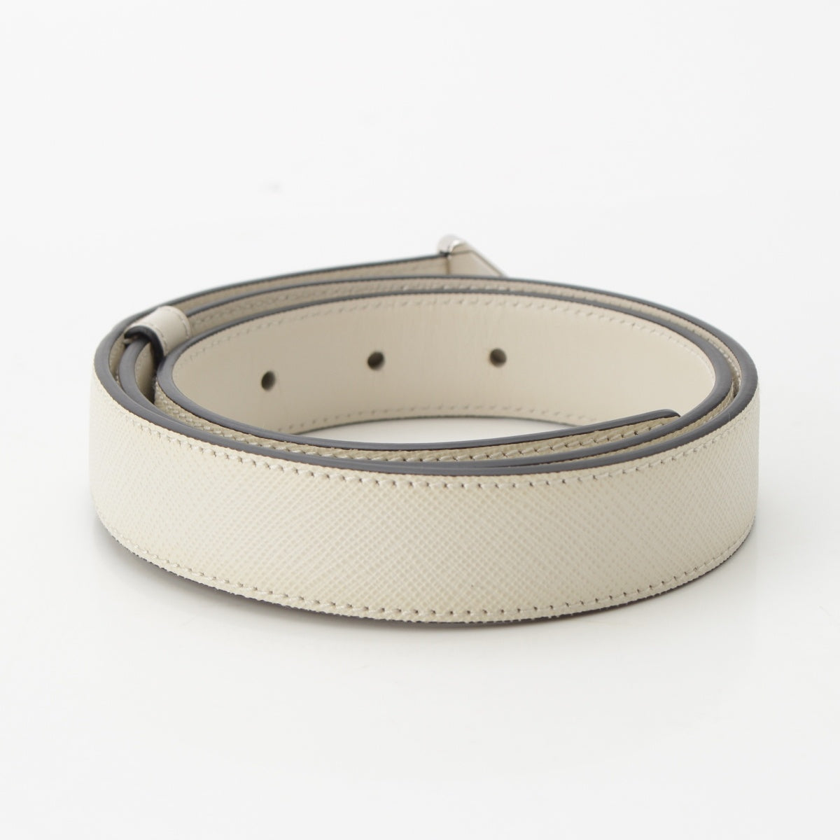 PRADA Safiano leather Triangle logo belt 1CC512 white 2