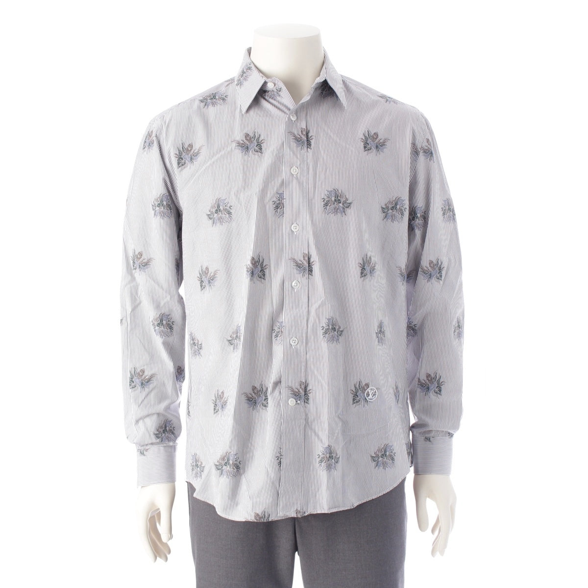 LOUIS VUITTON cotton Floral Pattern Flower Stripe Long sleeve shirt blue M