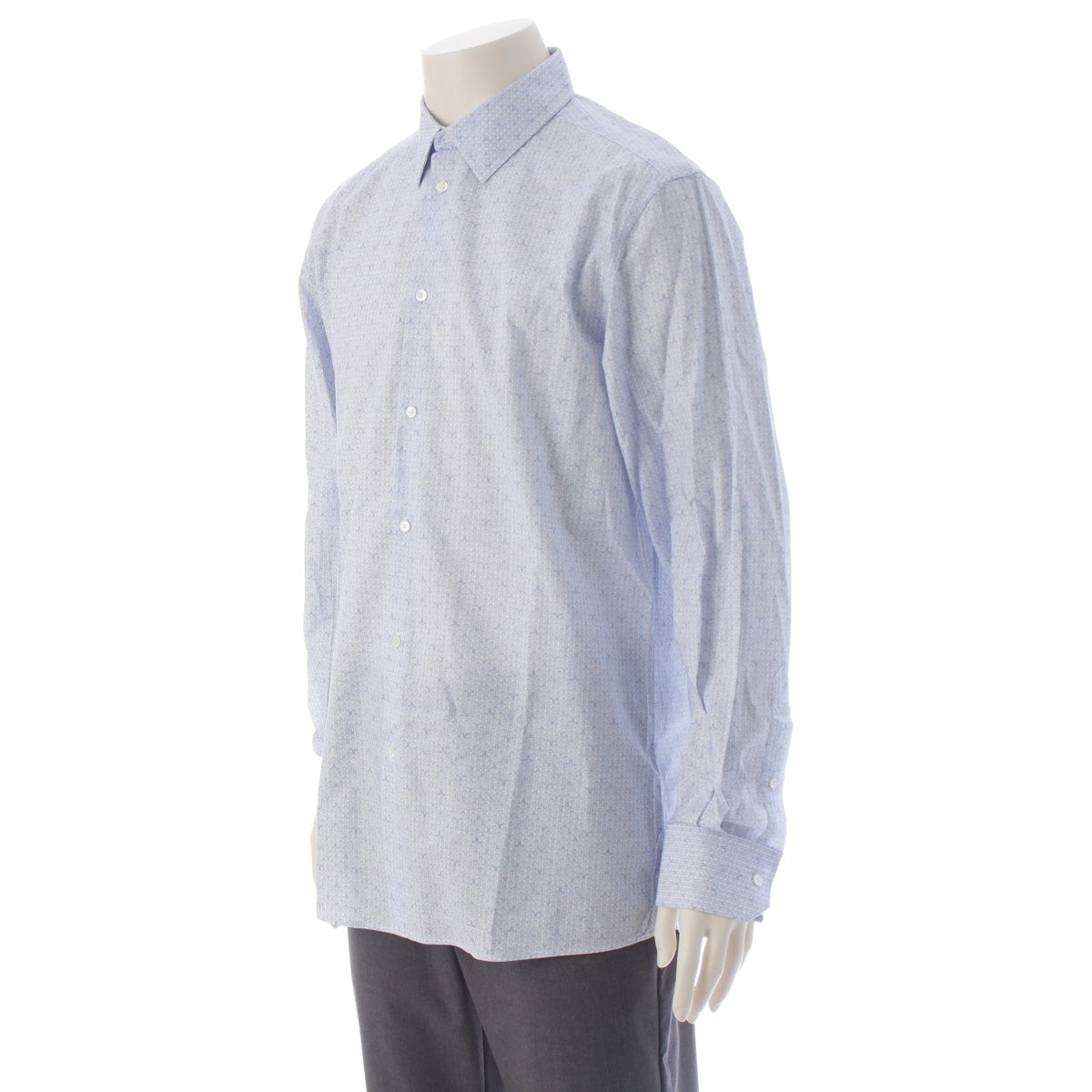 LOUIS VUITTON Monogram cotton stripe Long sleeve shirt Blue white M