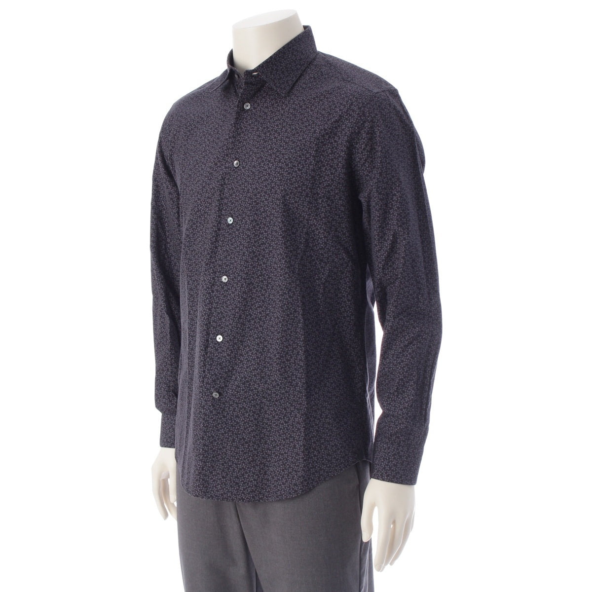 LOUIS VUITTON cotton LV logo flower Long sleeve shirt gray M