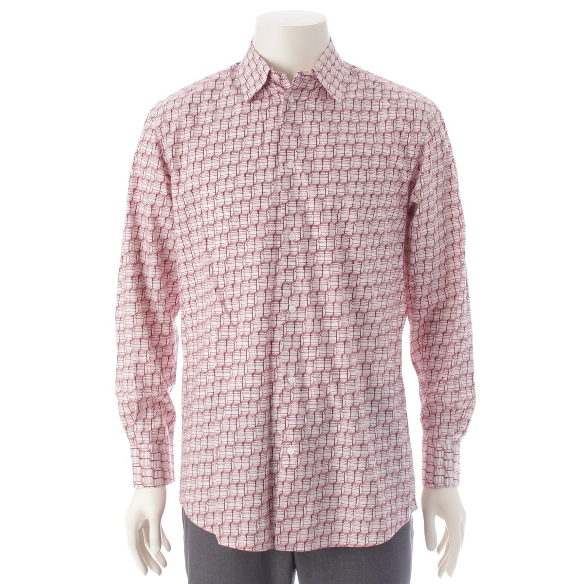 LOUIS VUITTON cotton ロゴ Check Long sleeve shirt Red M