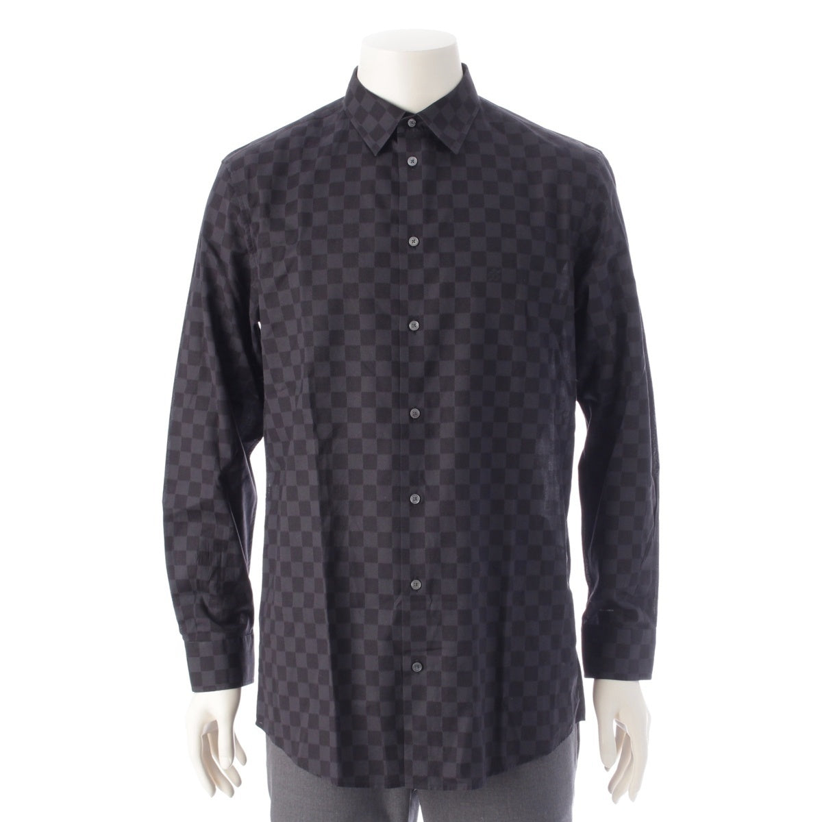 LOUIS VUITTON Damier Grafitte cotton Long sleeve shirt black M