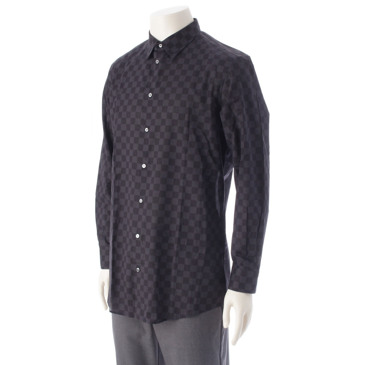 LOUIS VUITTON Damier Grafitte cotton Long sleeve shirt black M