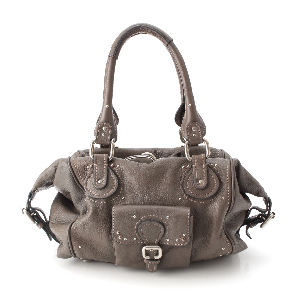Chloe Paddington leather Belt studs Handbag gray