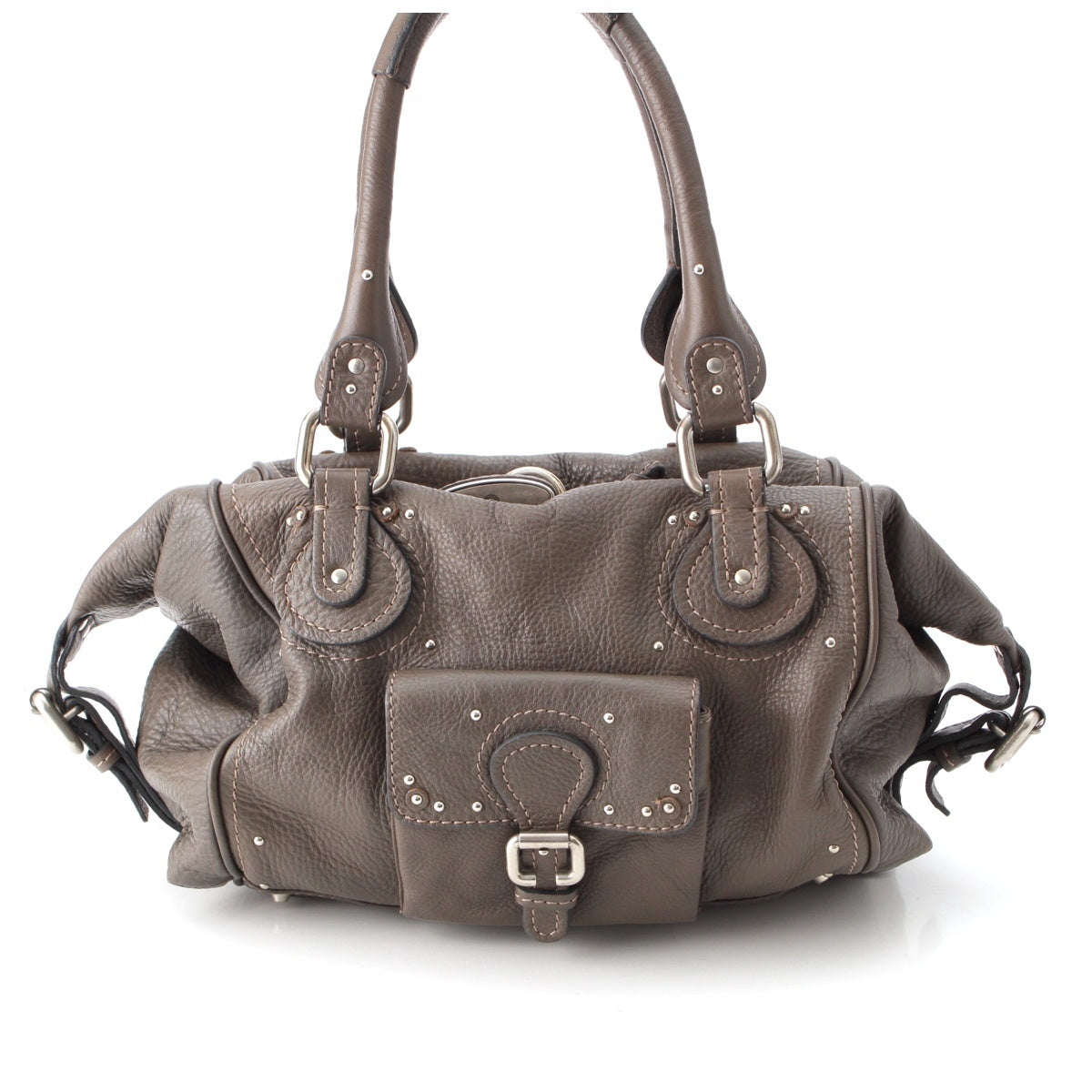 Chloe Paddington leather Belt studs Handbag gray
