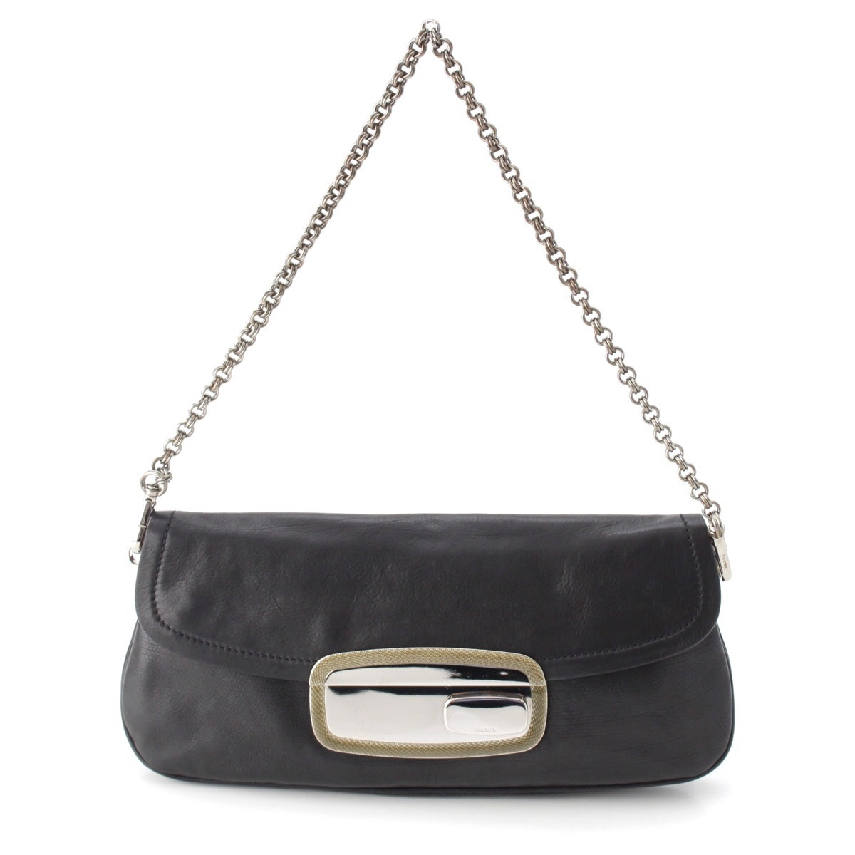 PRADA Leather Chain Shoulder Bag black