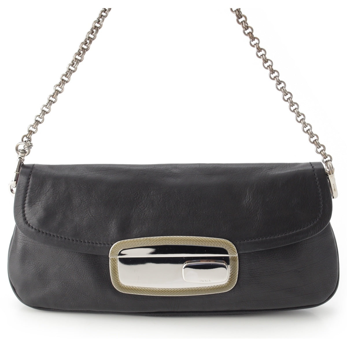 PRADA Leather Chain Shoulder Bag black