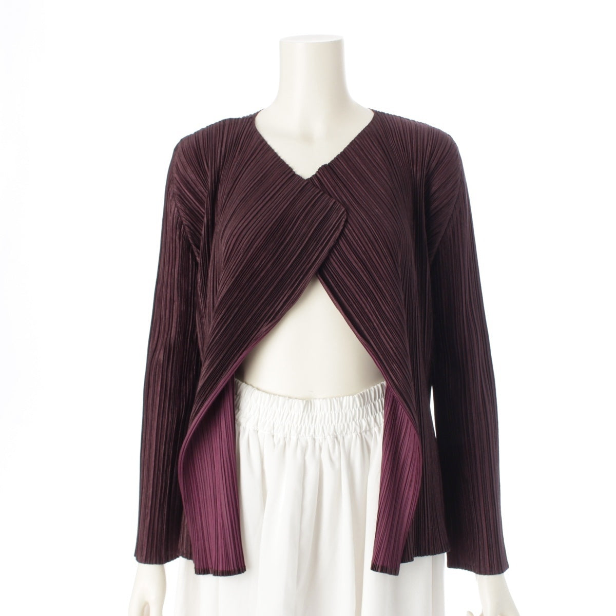 PLEATS PLEASE Buttonless Long Sleeve cardigan PP63-J0813 purple 3