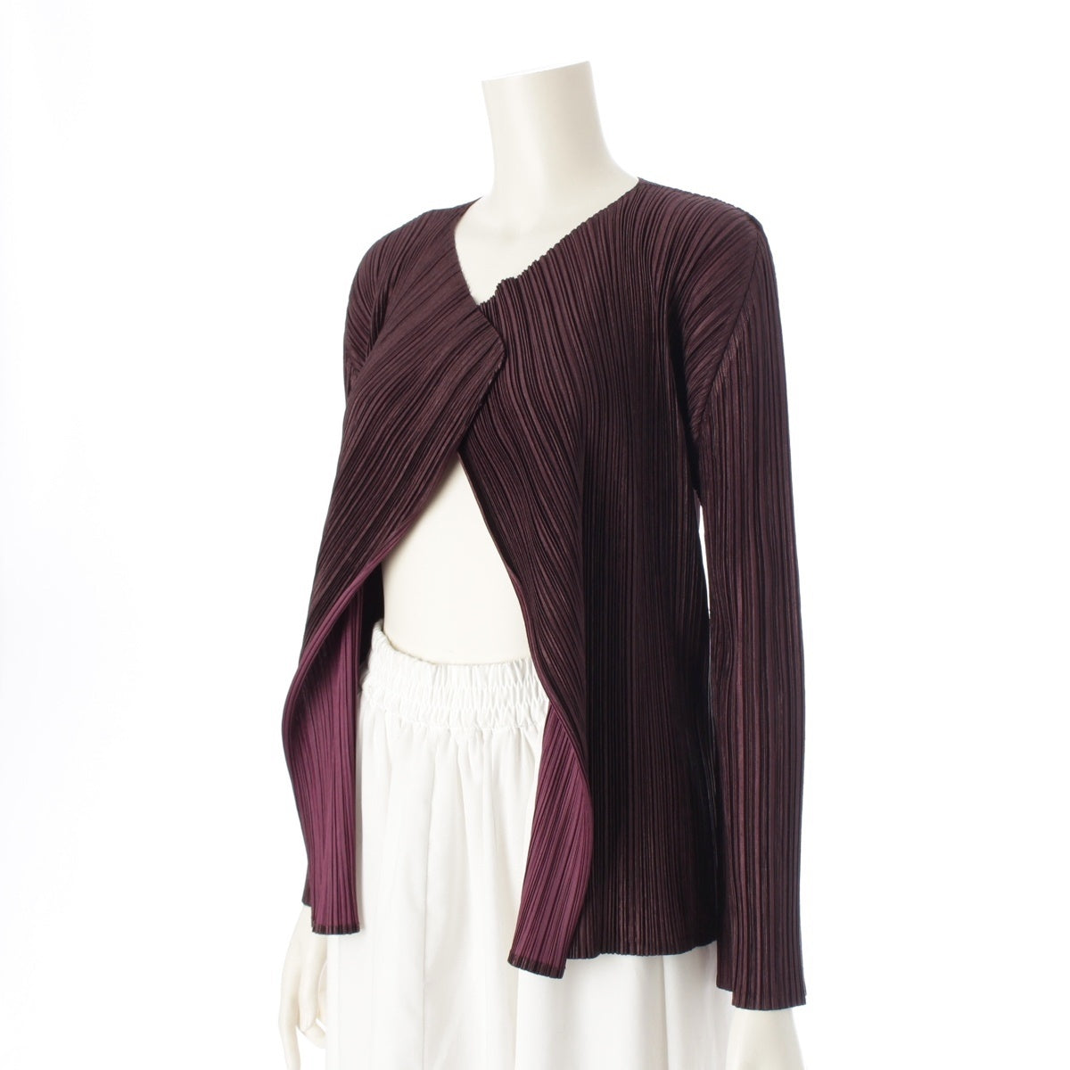 PLEATS PLEASE Buttonless Long Sleeve cardigan PP63-J0813 purple 3