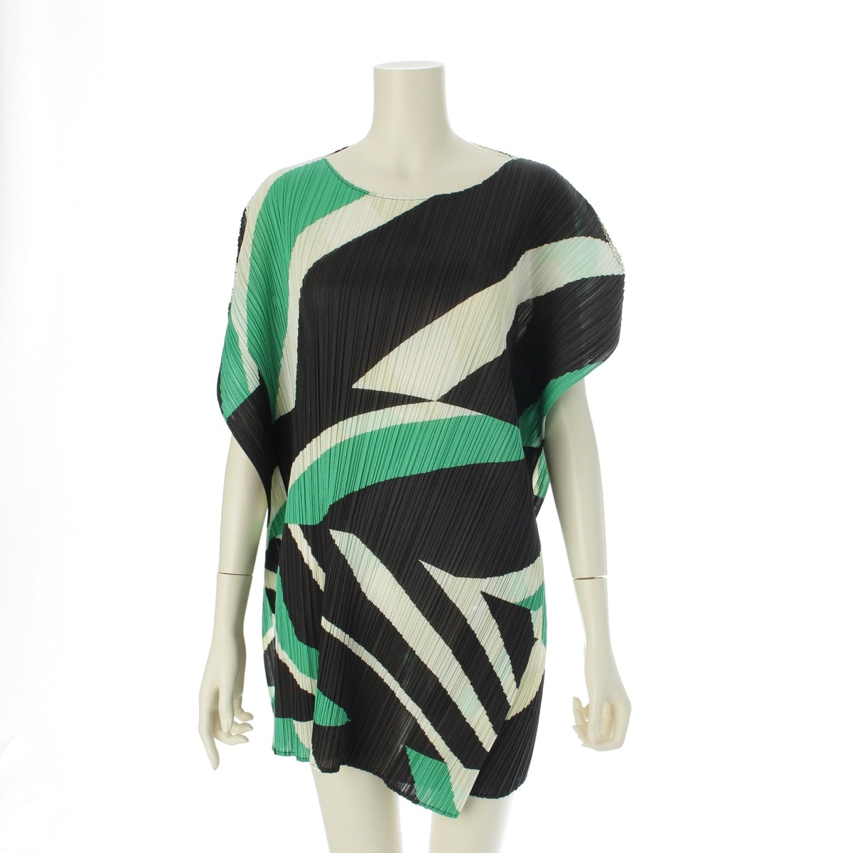 PLEATS PLEASE ISSEY  Geometric Abstract Transformation tops PP03-JT752 White black green 3