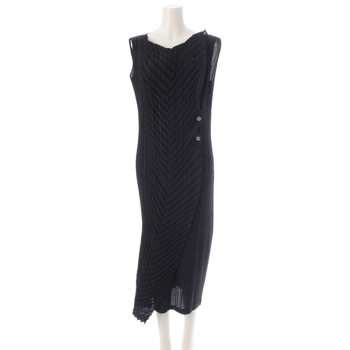 ISSEY MIYAKE FETE Pleated design, modified sleeveless, long Best Gilet One-piece Dress IF74FH714 black 2