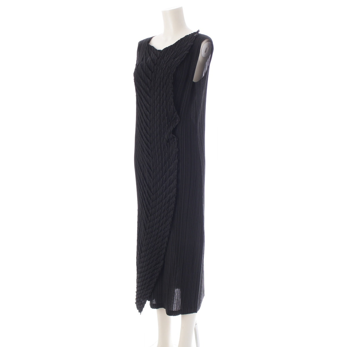 ISSEY MIYAKE FETE Pleated design, modified sleeveless, long Best Gilet One-piece Dress IF74FH714 black 2