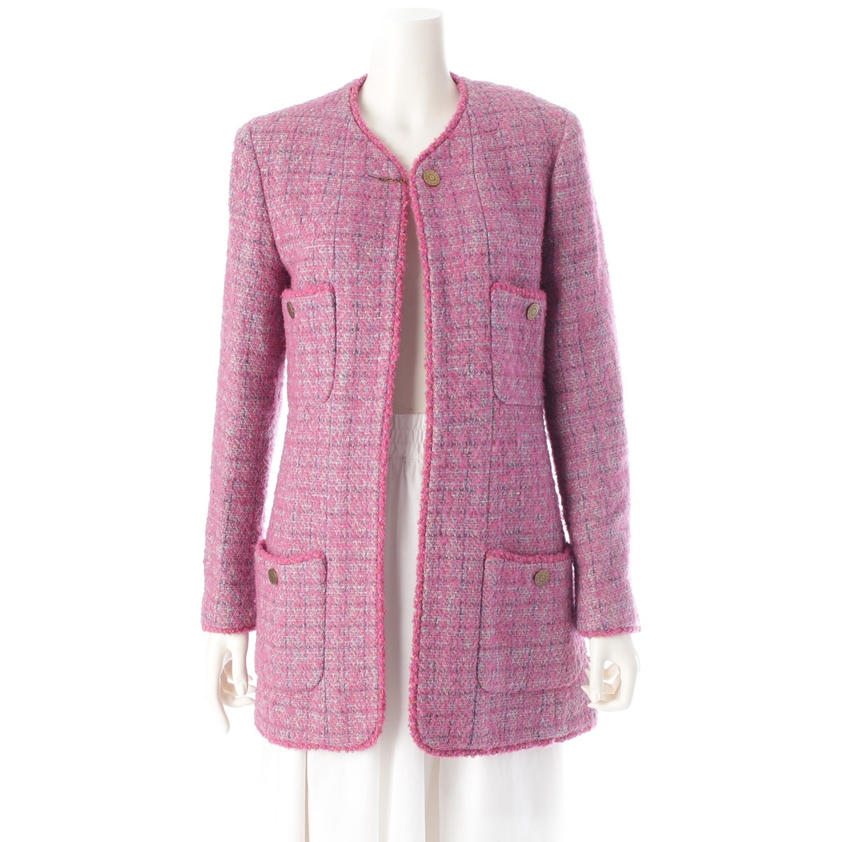 CHANEL wool Tweed 4 Pocket No color jacket coat P09182 pink 38