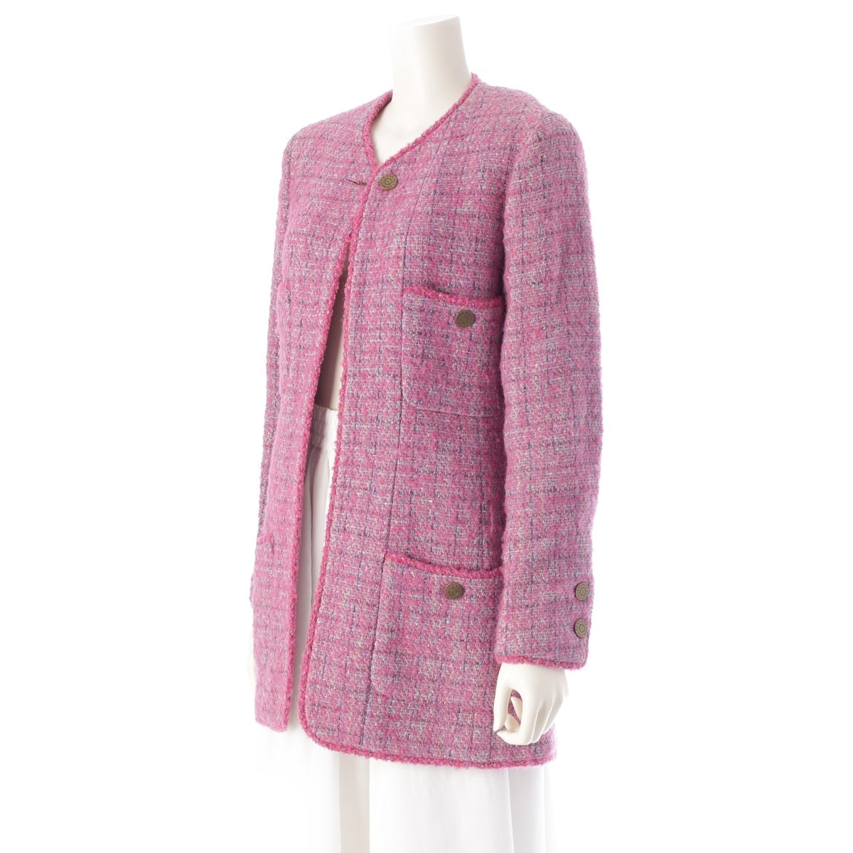 CHANEL wool Tweed 4 Pocket No color jacket coat P09182 pink 38