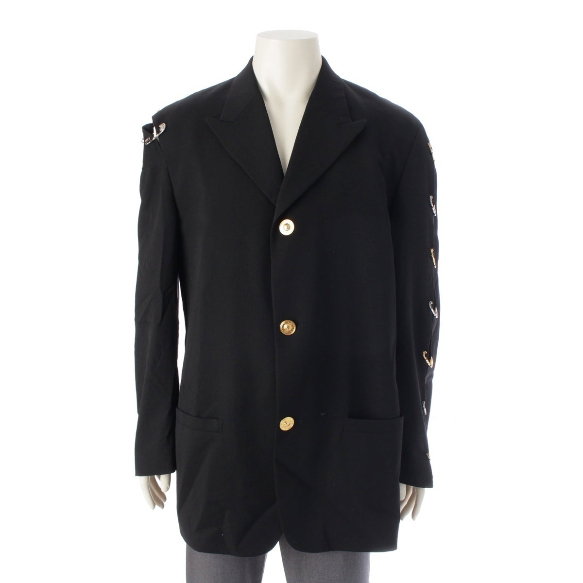 VERSACE Medusa Safety Pin wool Jacket suit black 50