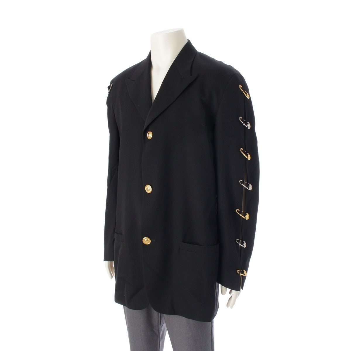 VERSACE Medusa Safety Pin wool Jacket suit black 50