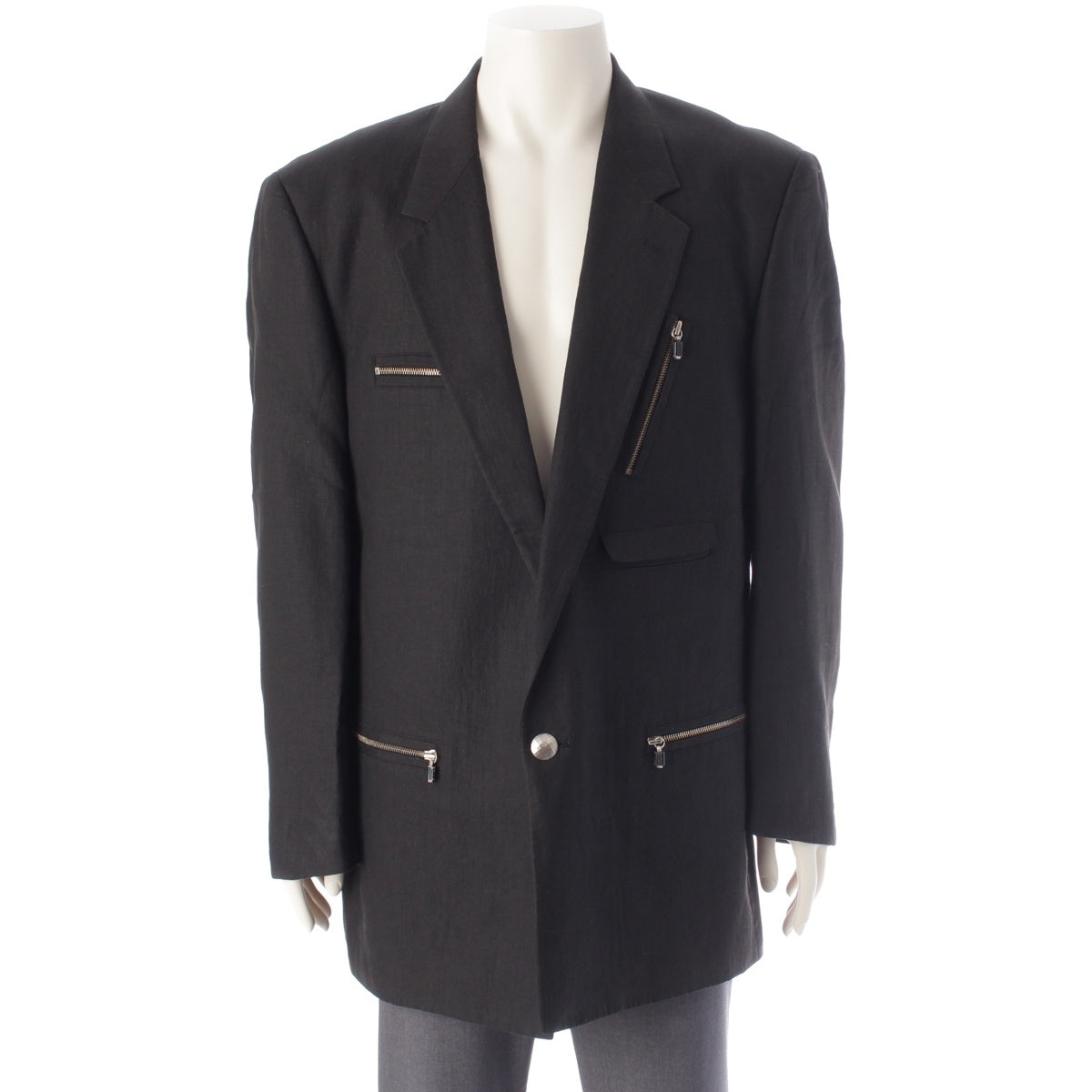 VERSACE Zipper Single tailored jacket black 52