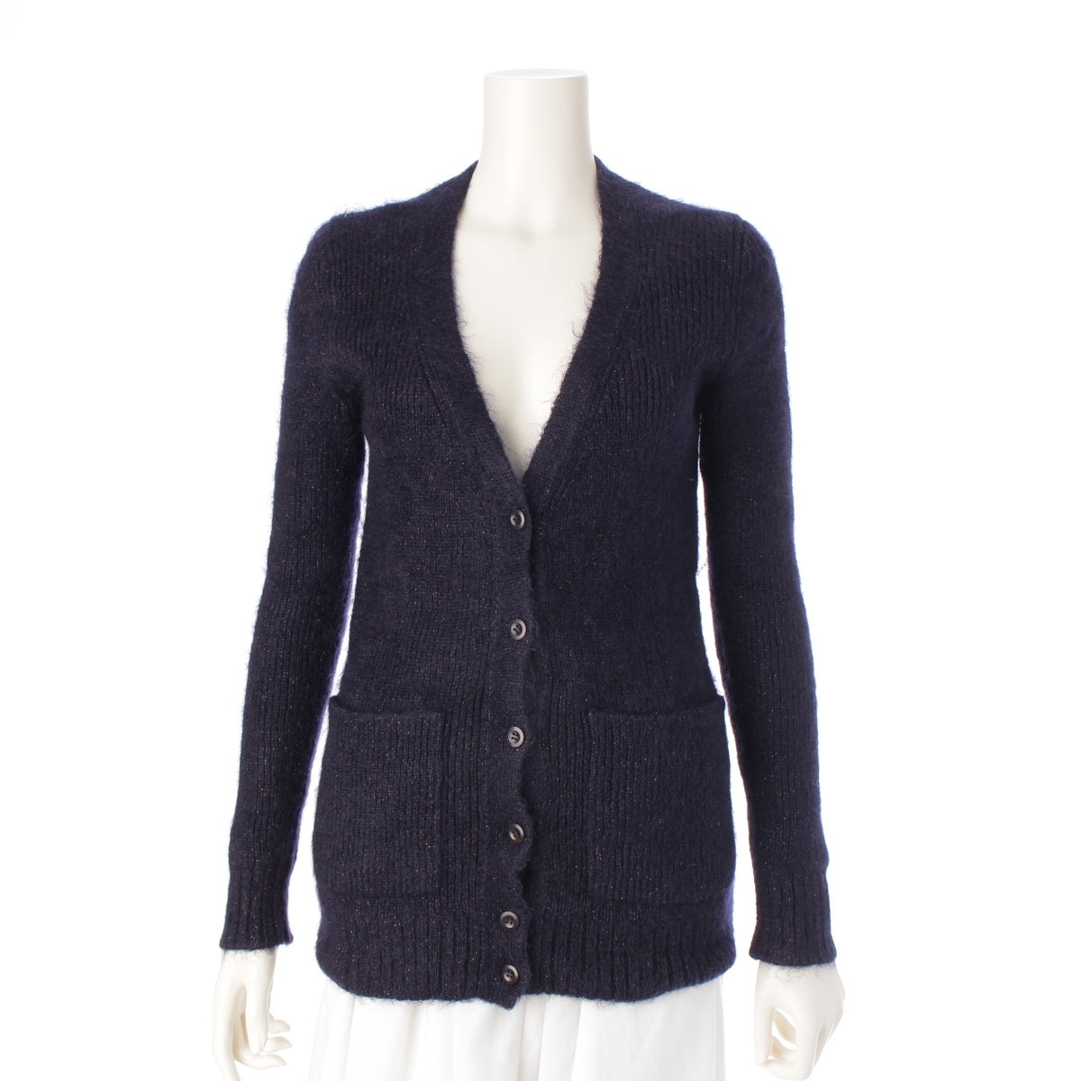 Drawer Silk Mohair lame knit cardigan 6515-106-0125 Navy 1