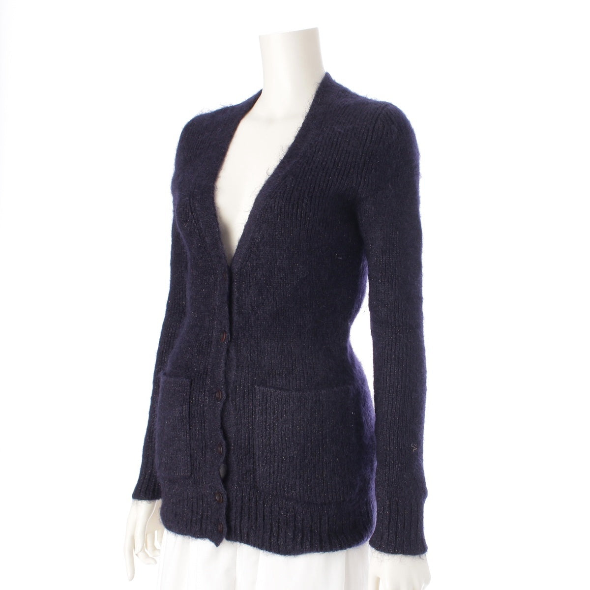 Drawer Silk Mohair lame knit cardigan 6515-106-0125 Navy 1