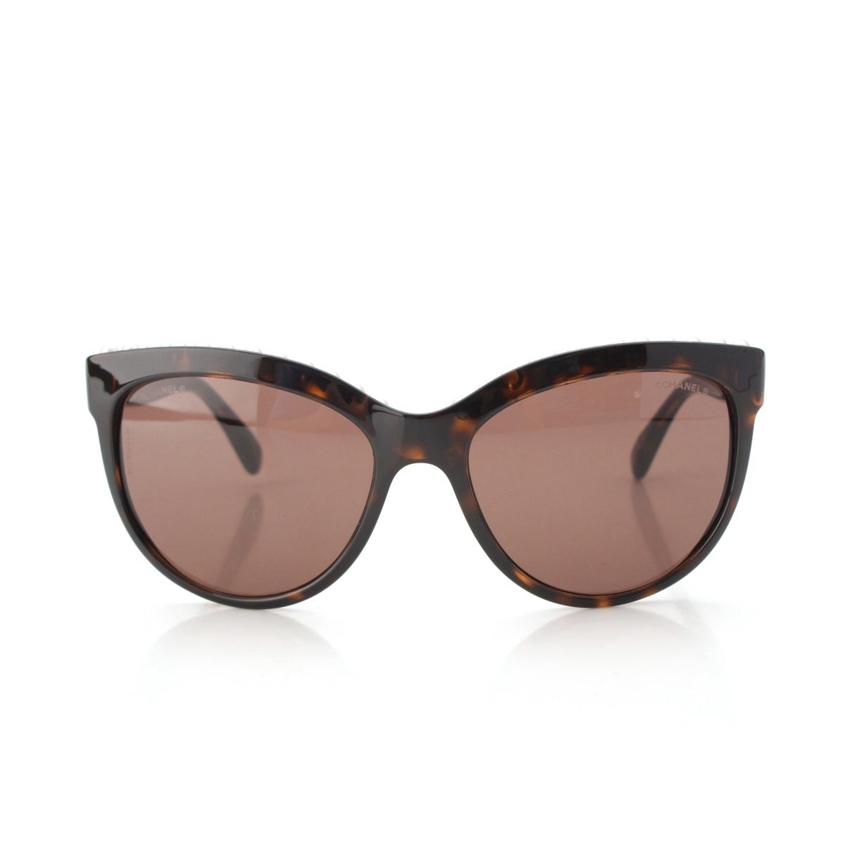 CHANEL Logo fake pearl sunglasses 6040H Brown 57□17