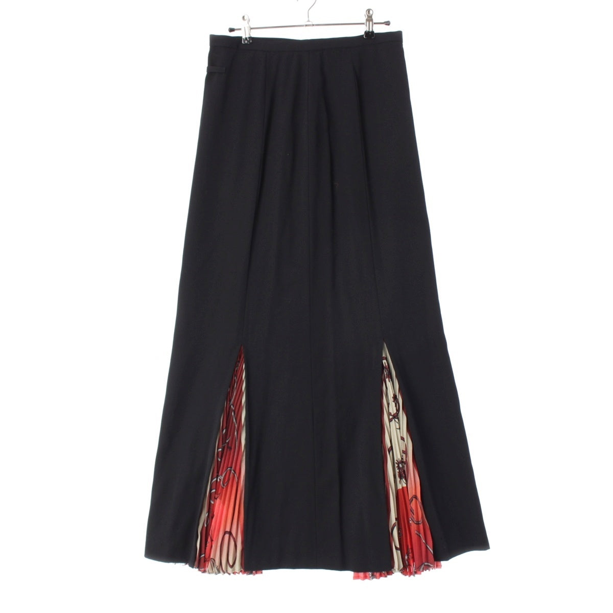 JEAN-PAUL GAULTIER Flower scarf graphic pleated switching long skirt black 42