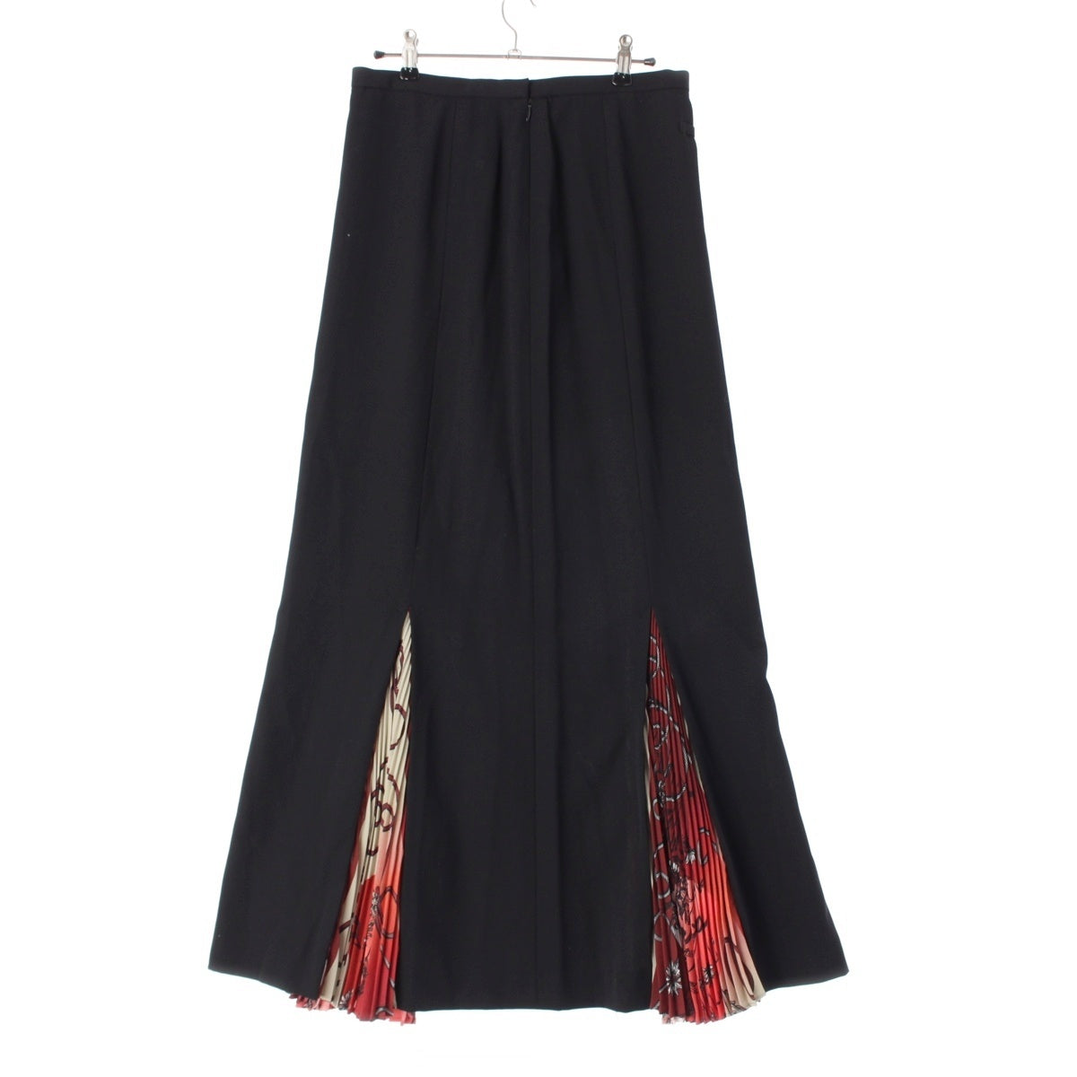 JEAN-PAUL GAULTIER Flower scarf graphic pleated switching long skirt black 42